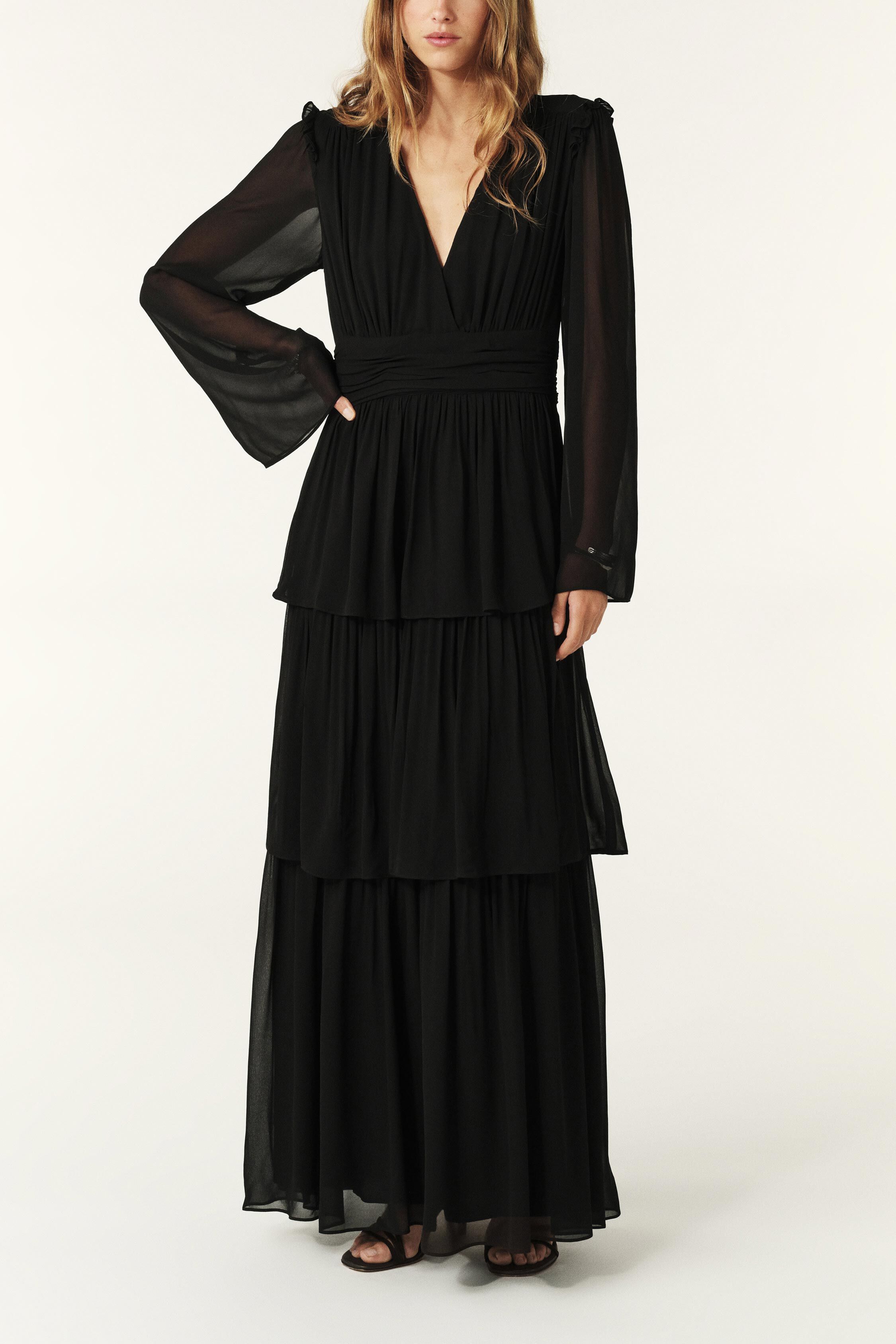 SIDE MARBELT LADY LIKE DRESS ブラック S Maxi-Length Dress Sailor Black // ba&sh CA