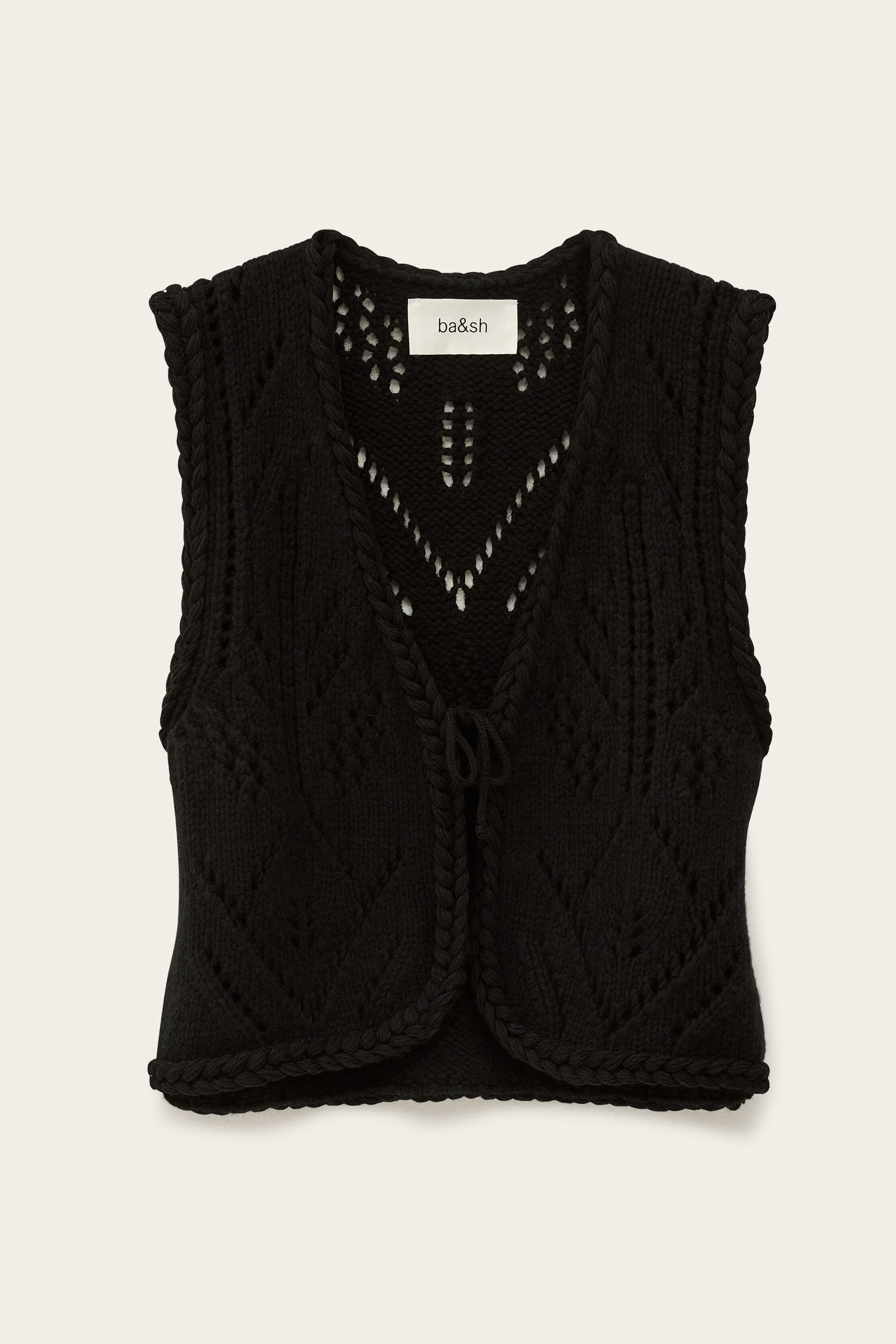 gypsohila Sucre Gilet 【BlackNavy】 Openwork Sleeveless Cardigan Giles Black // ba&sh US