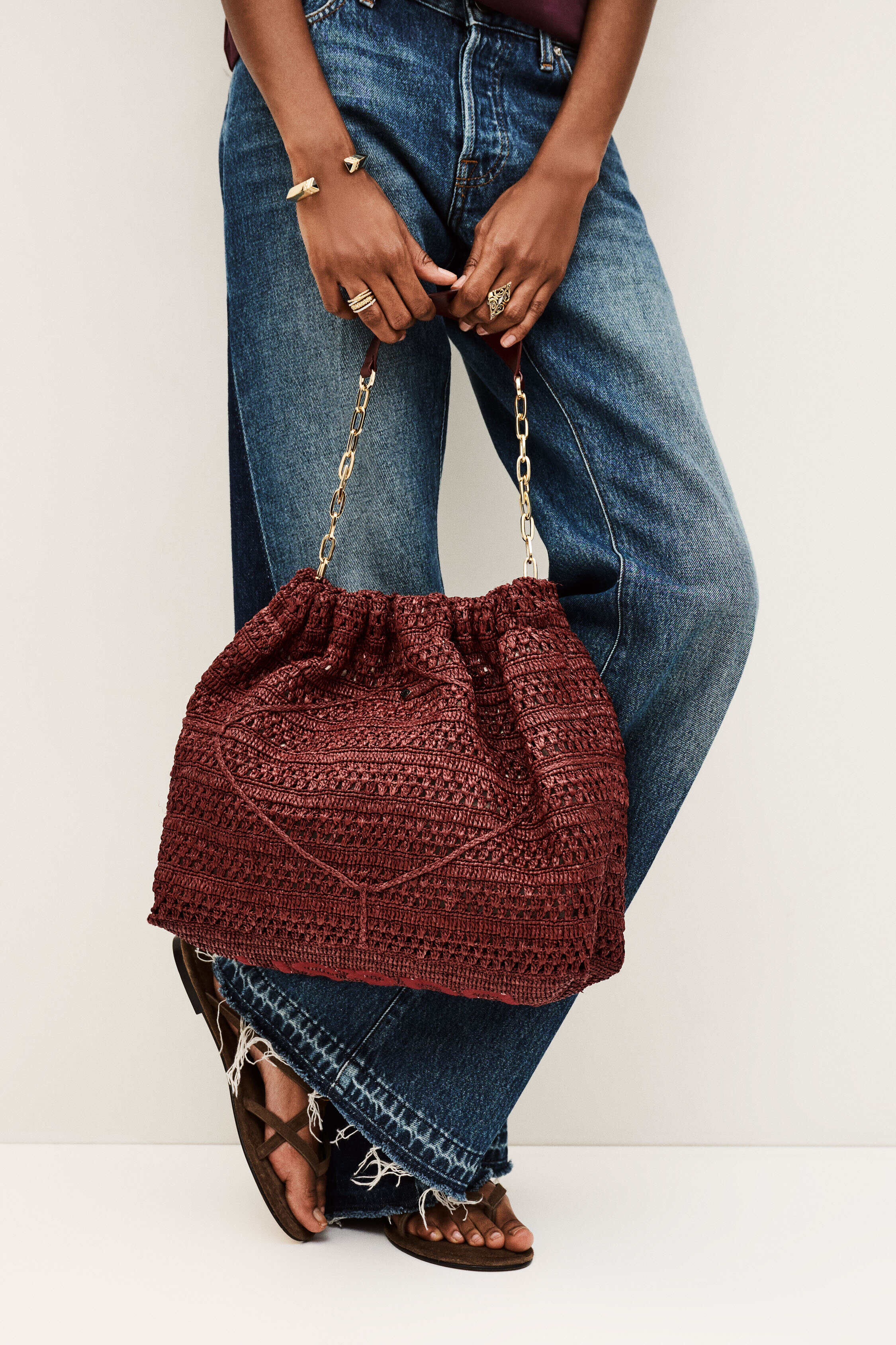 BAG M RAFFIA JUNE TOTE