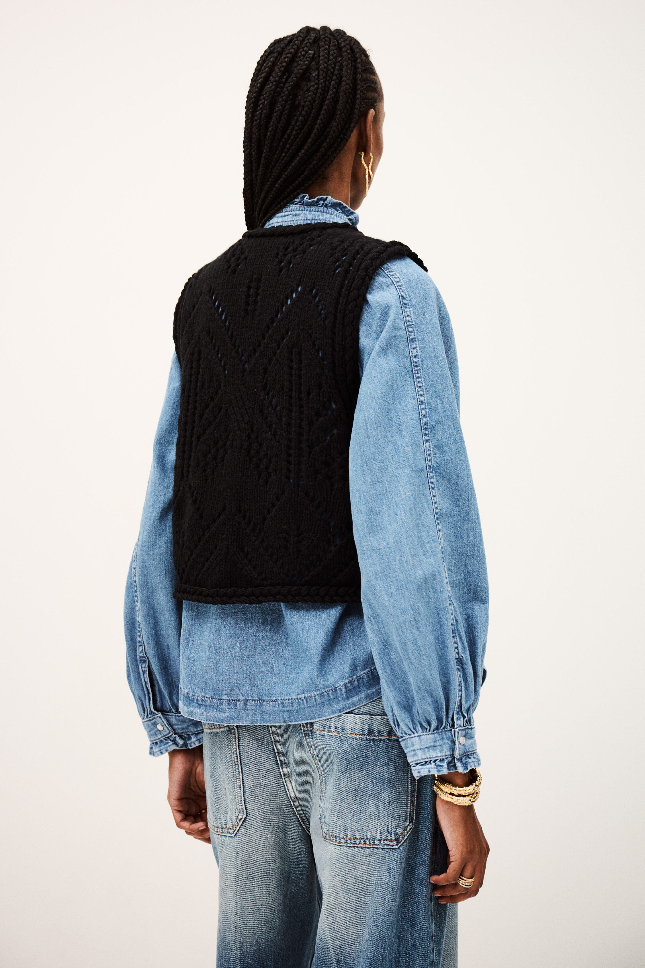 Openwork Sleeveless Cardigan Giles Black // ba&sh US