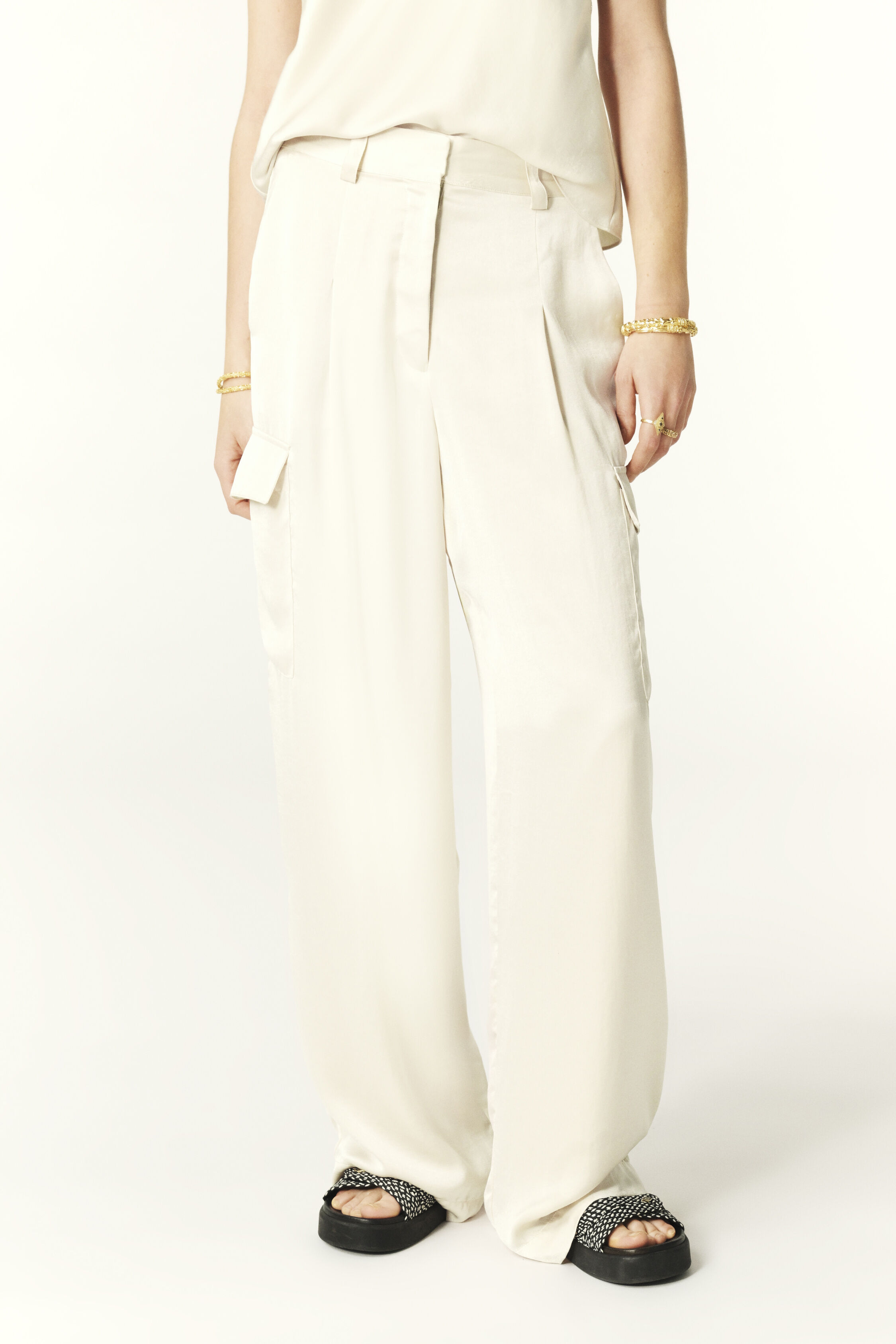 Beige Women's Pants - Loose Fitting, Slim, Wide Leg Pants | ba&sh US