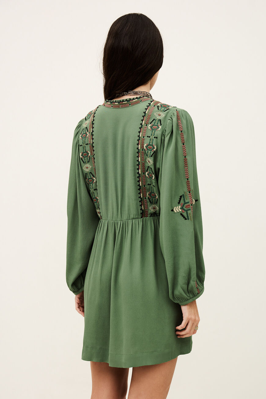 Robe petites fleurs sur fond vert foncé - Vêtements Robe petites fleurs sur fond vert foncé - Vêtements