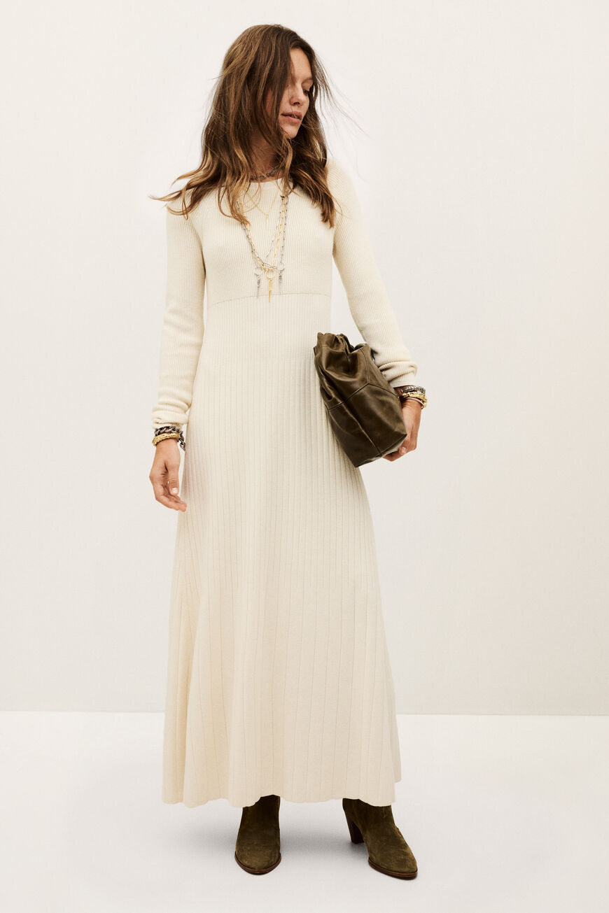 Knitted Maxi Dress Elise Off-White // ba&sh US Knitted Maxi Dress Elise Off-White // ba&sh US