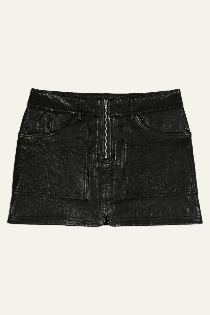 Jupe En Cuir D'agneau Noir Ba§sh - Taille 34/36, Occasion Très Bon état