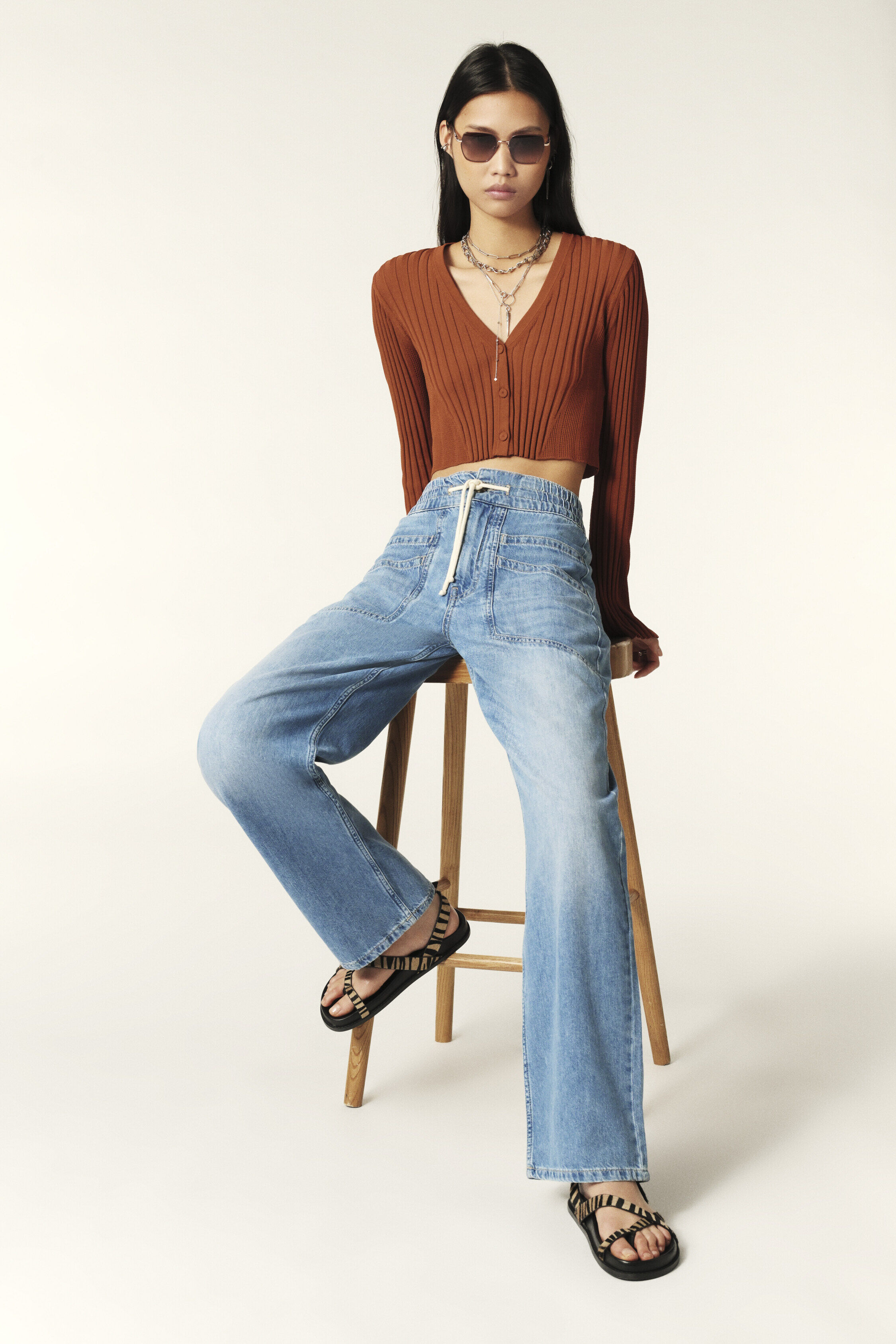 Pantalon MIH Jeans En Coton Côtelé (cord) Beige - Taille 28 - Coupe Slim Mi-hauteur - Occasion Très Bon état