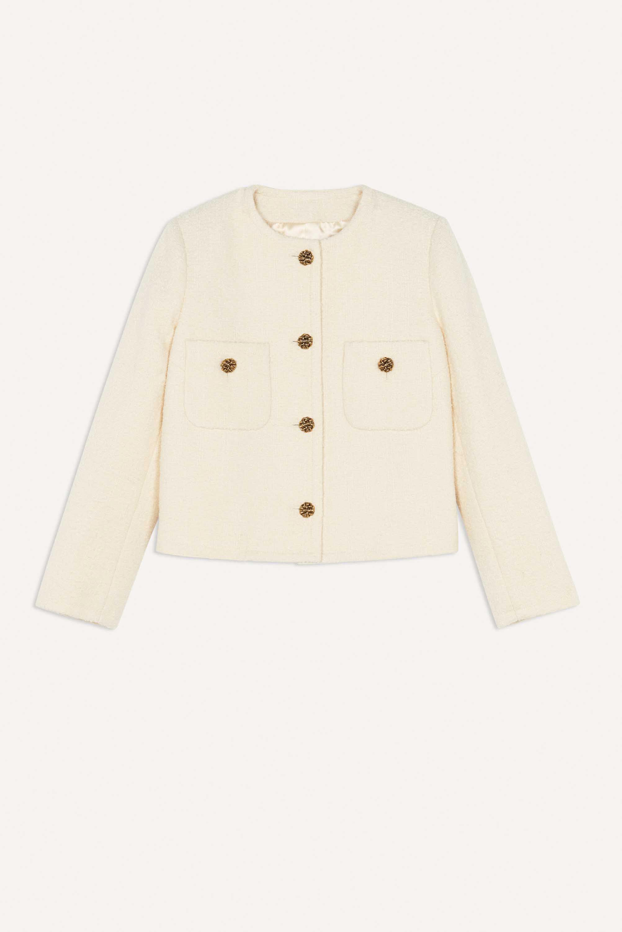 美品◆ba&sh/バッシュ【MEREDITH◆ツイードジャケット】ノーカラー Jacket Meredith Ecru // ba&sh CA