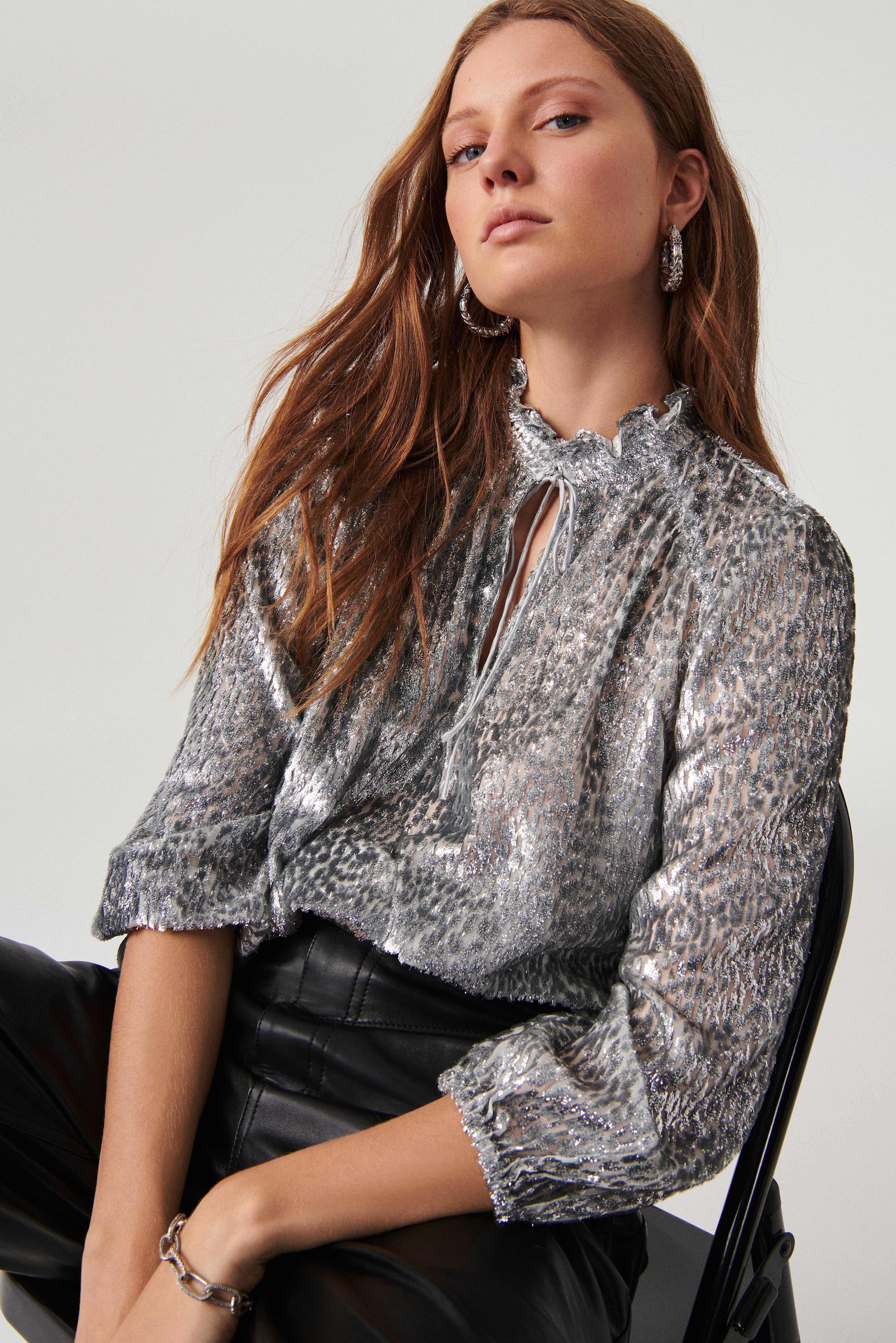 silver blouse top