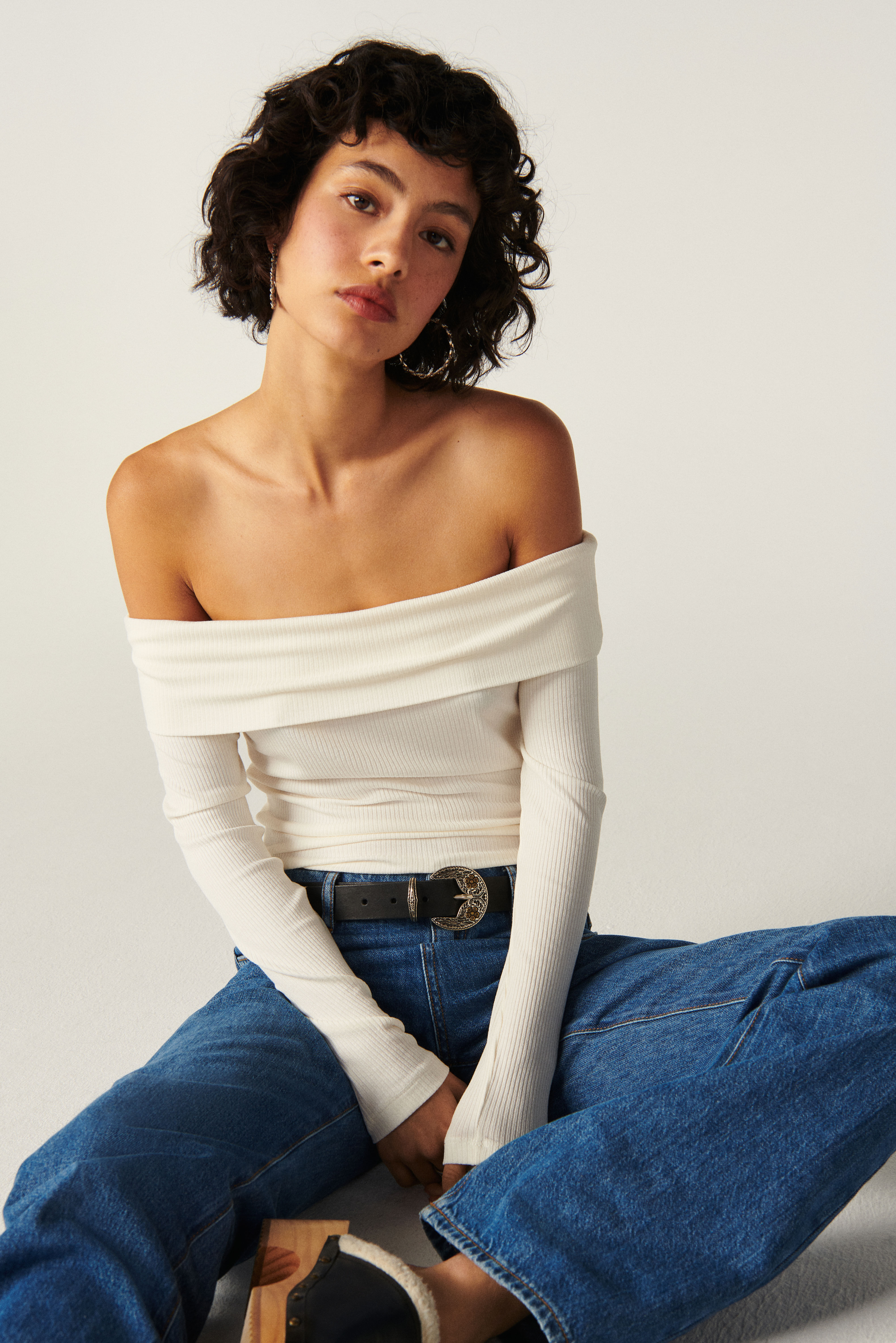 nude bardot top