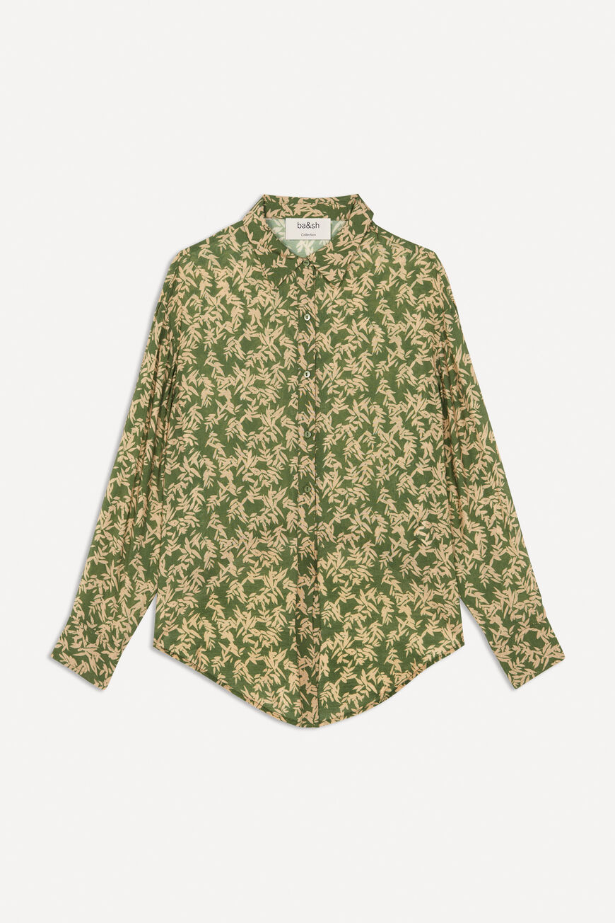 ba&sh floral shirt TARMAC GREEN