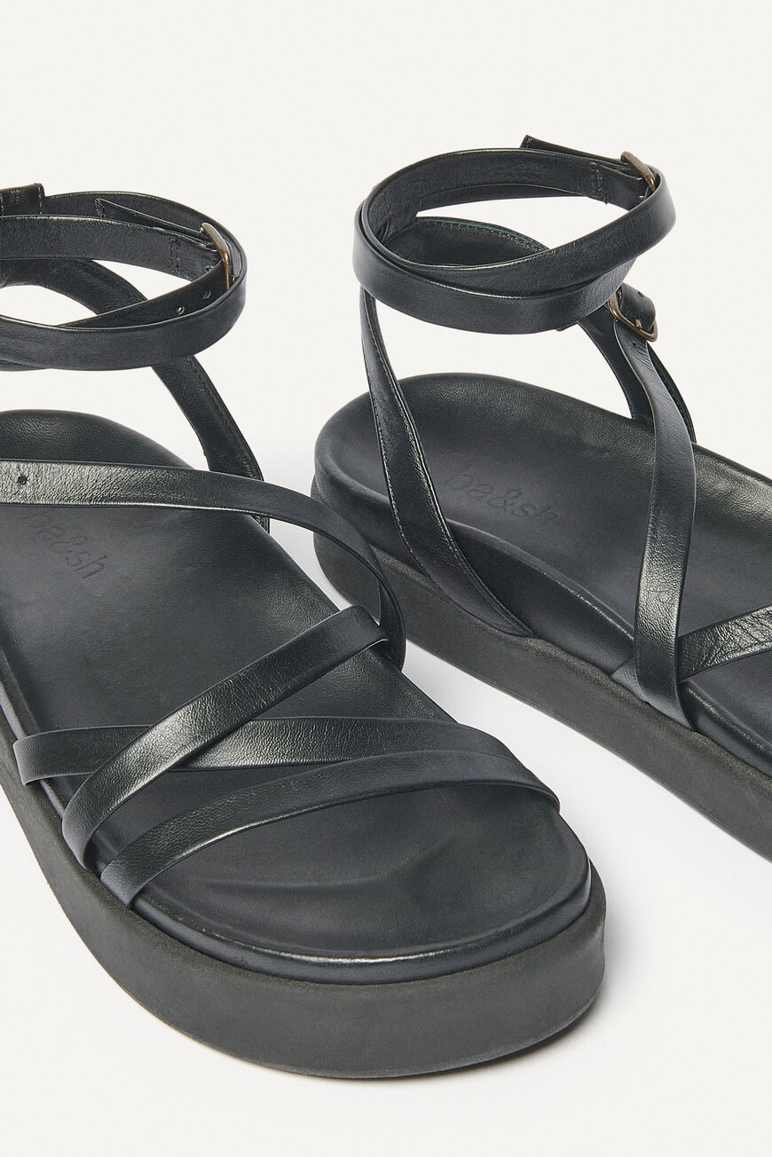 ba&sh leather sandals CHANA BLACK