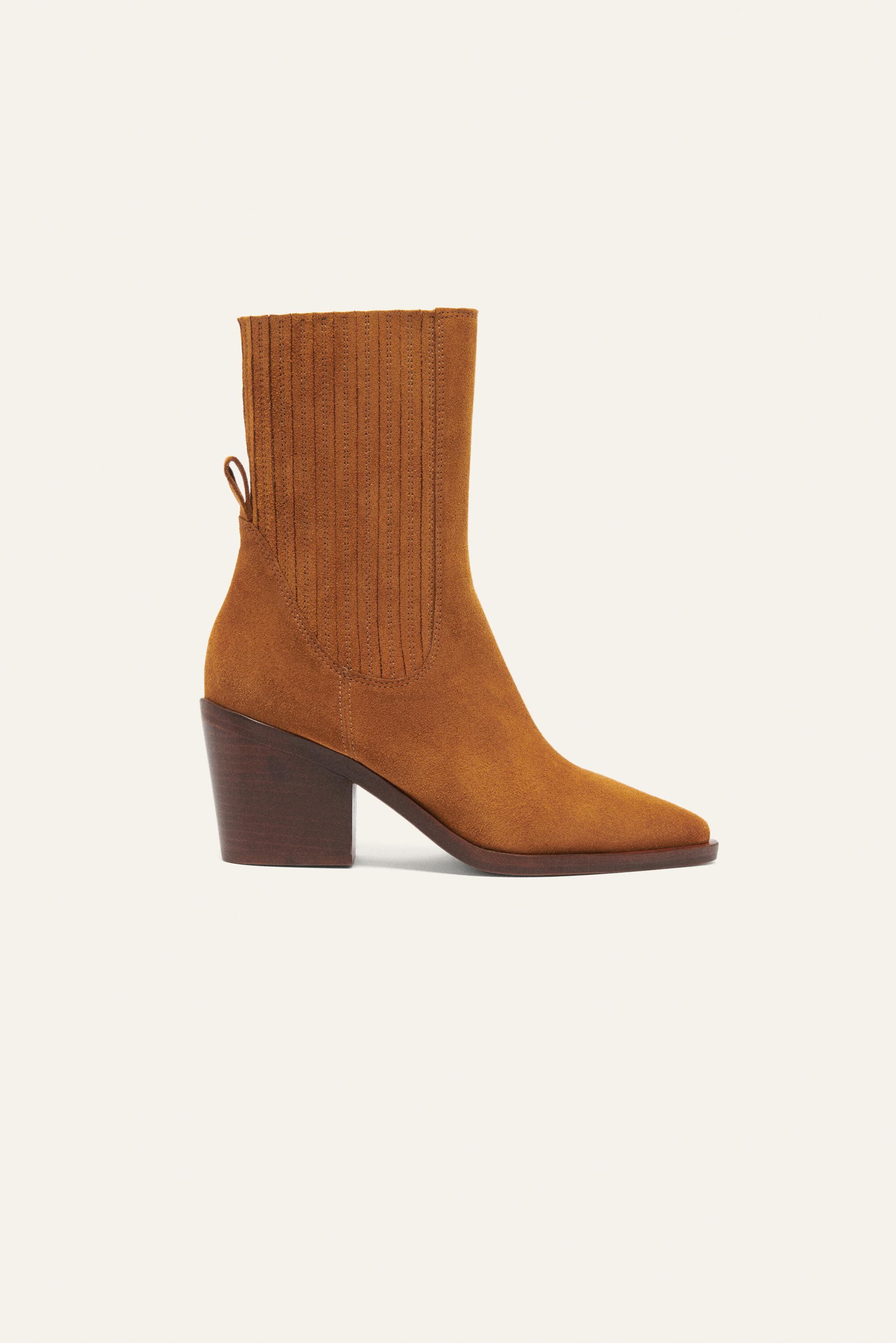 Bueno 0505 Low Chunky Heel Ankle Boots in Brown | rubyshoesday