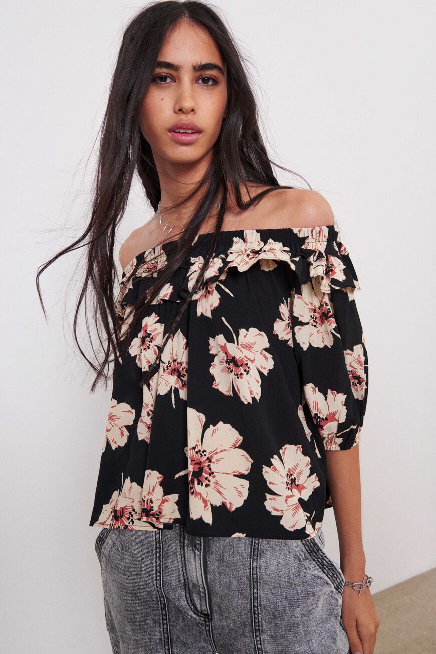 ba&sh floral blouse KAVI BLACK