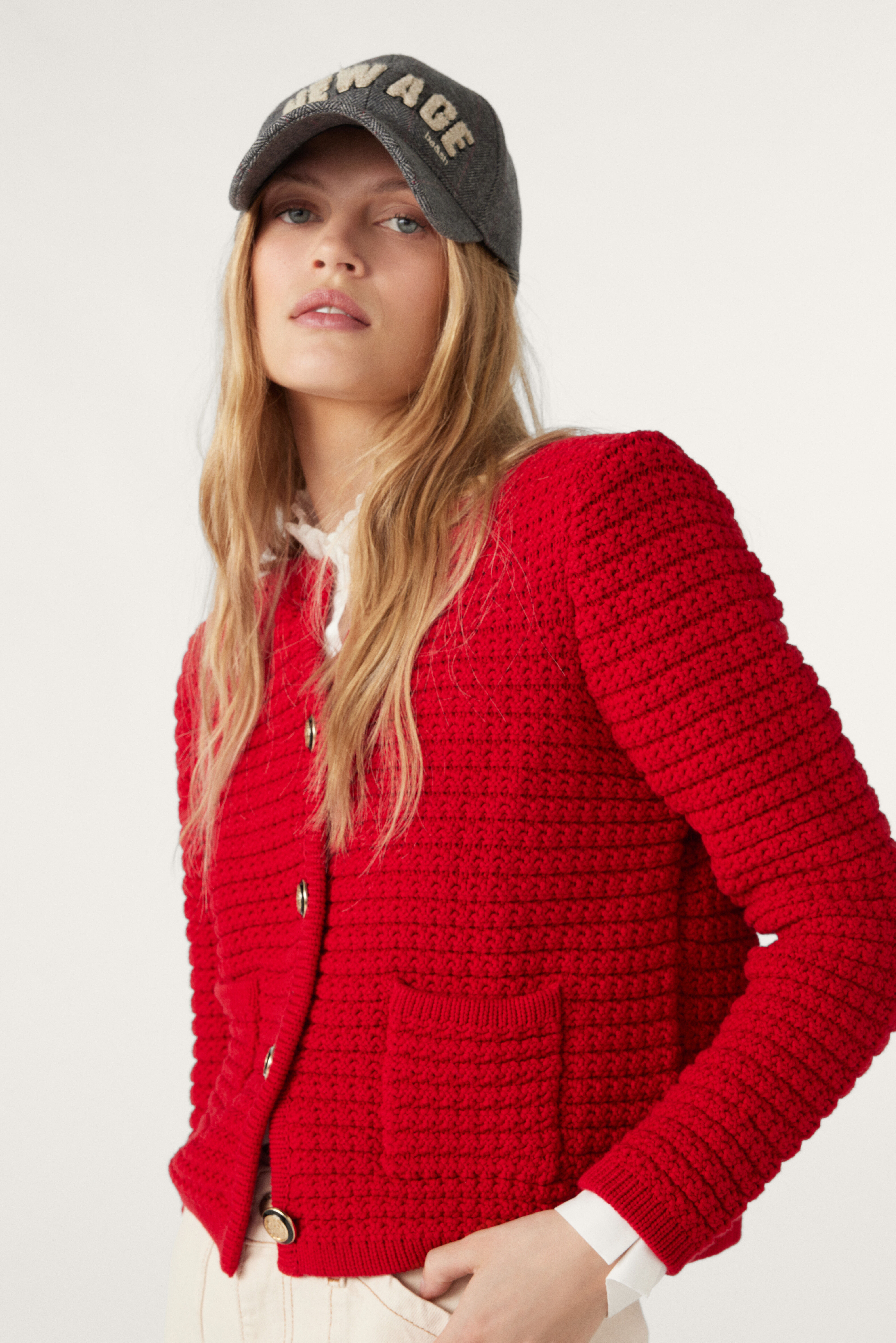 b+ab button-embellished cardigan - Red
