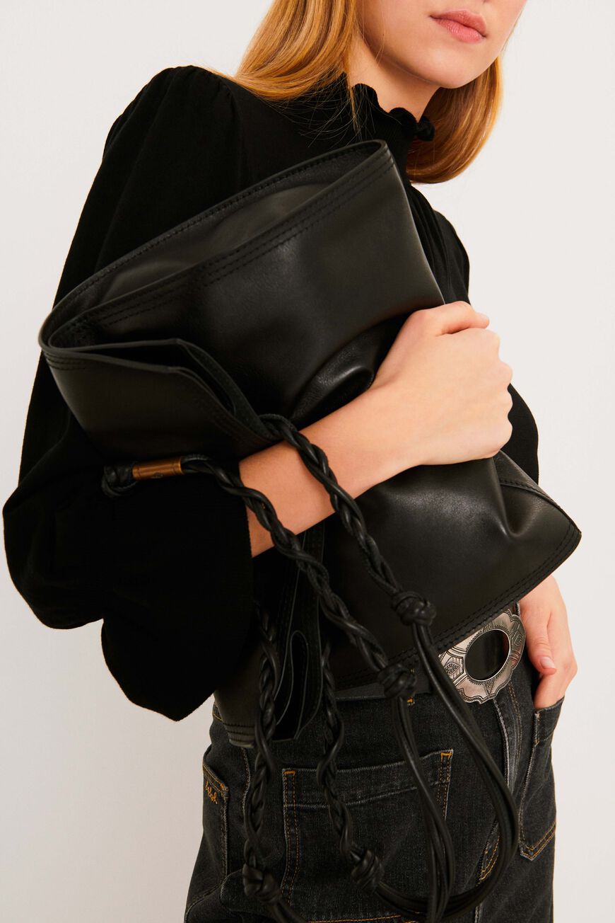 ba&sh leather tote bag HAYDEN BLACK