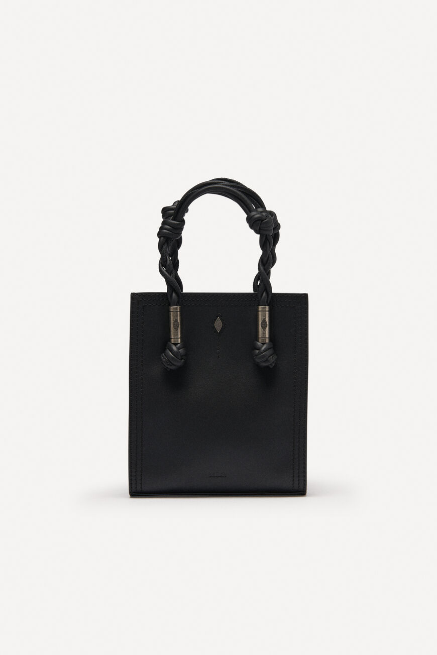 ba&sh mini leather tote bag HAYDEN BLACK