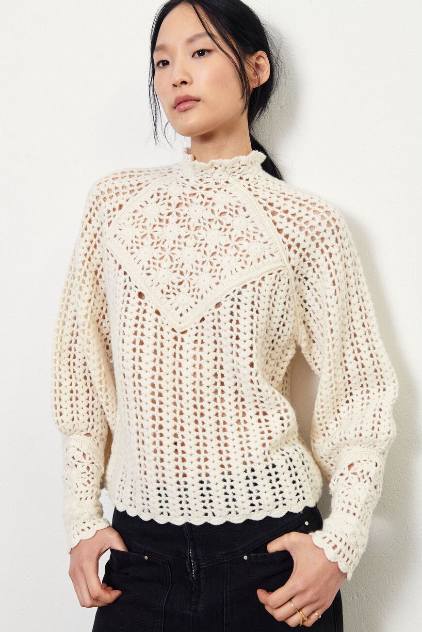 ba&sh crochet sweater ASTE OFF WHITE