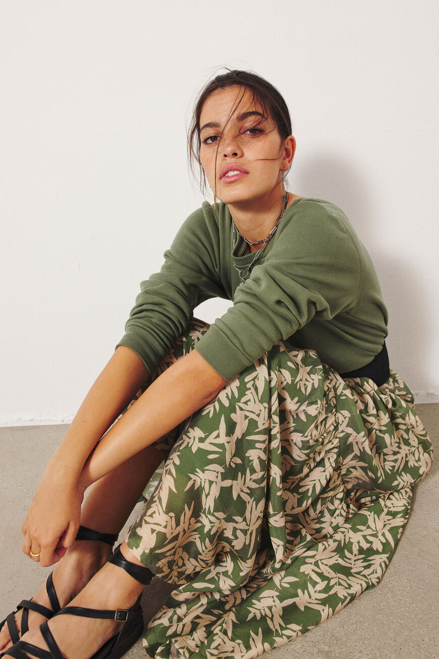 ba&sh printed maxi skirt TALLY GREEN