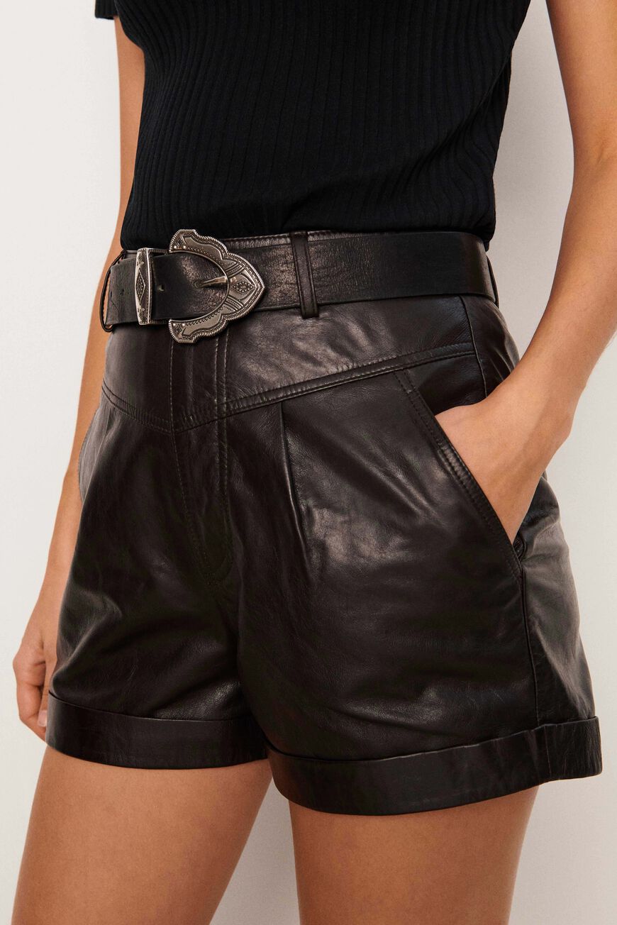 ba&sh leather shorts LEANDRO BROWN
