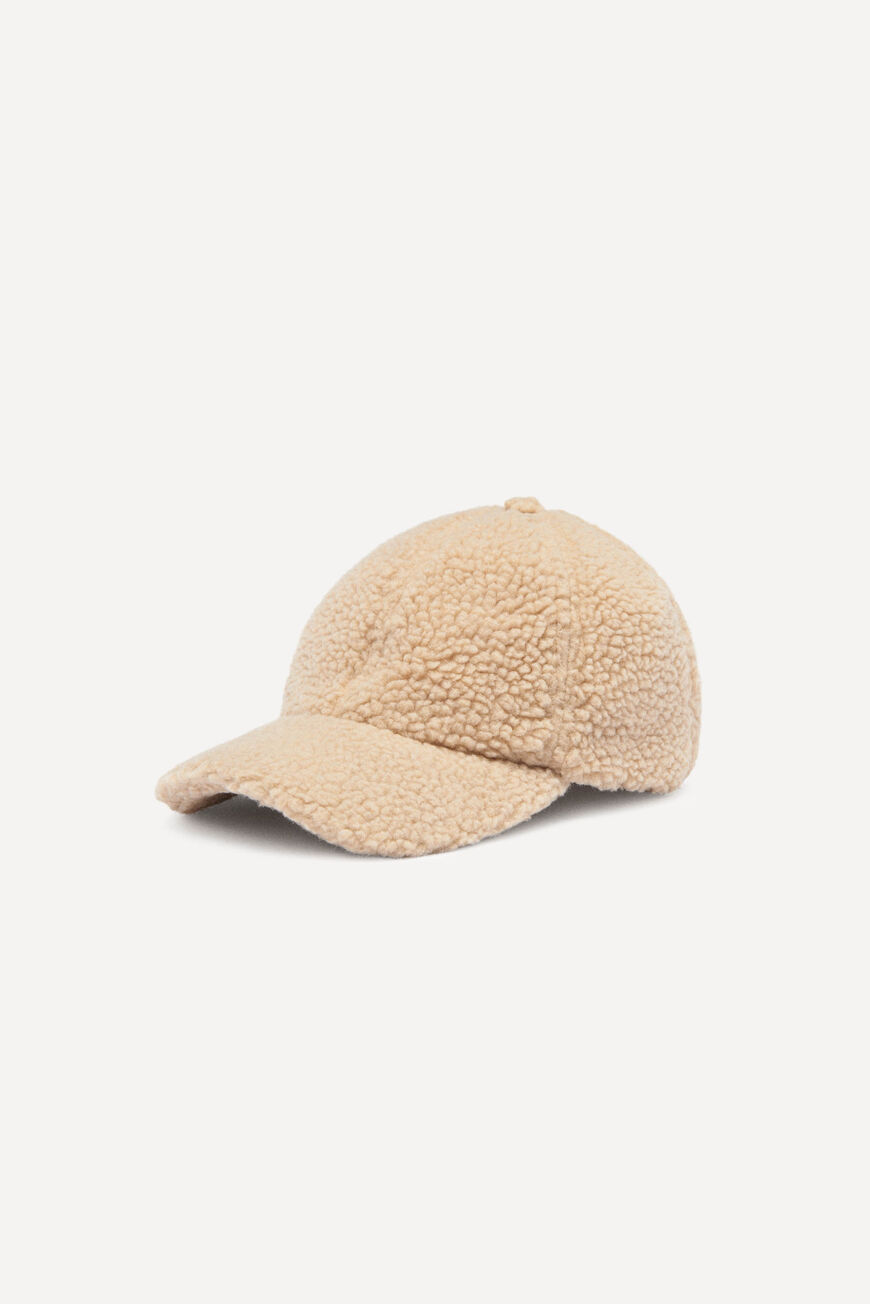 ba&sh faux fur baseball cap HIMALA ECRU