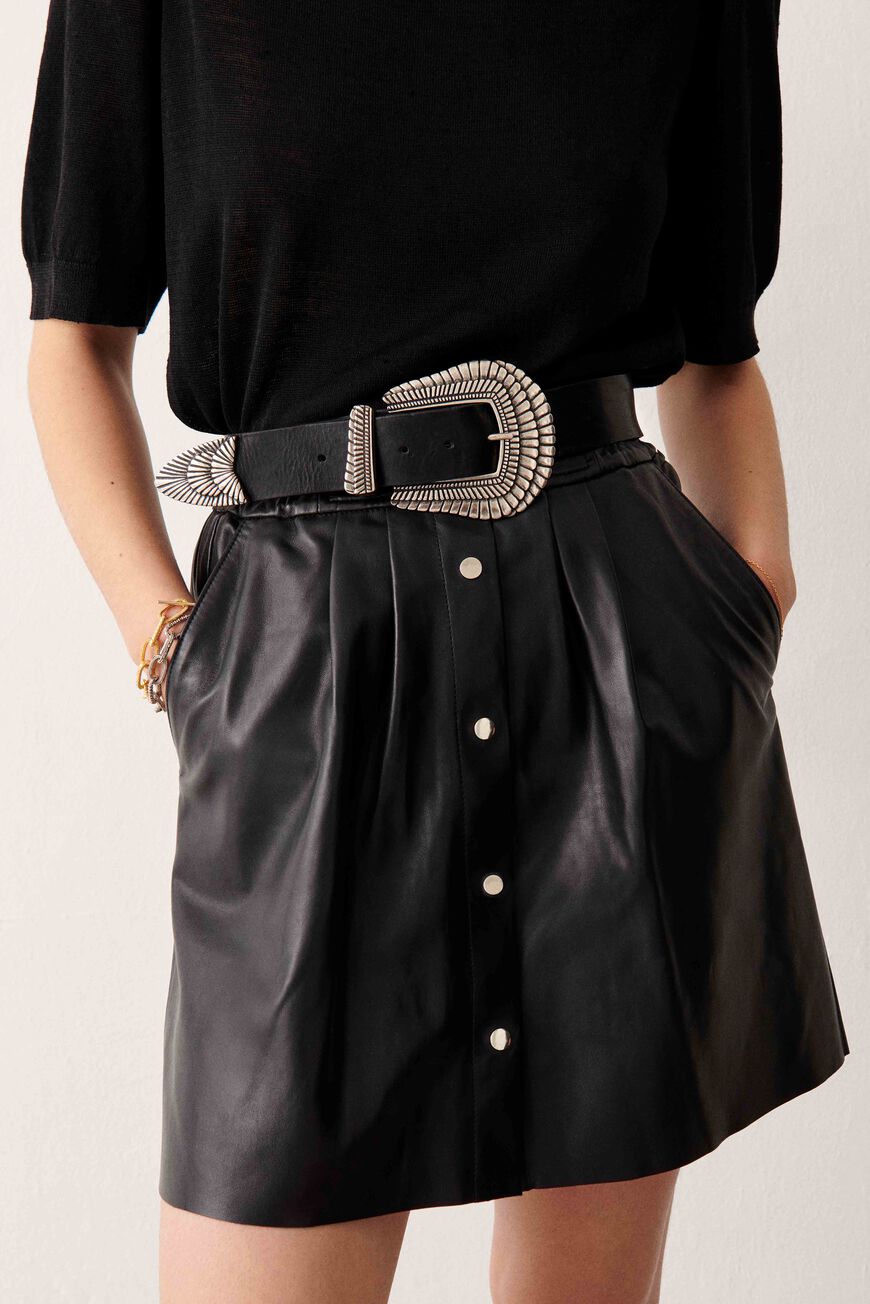 ba&sh Leather Belt BRANKA BLACK