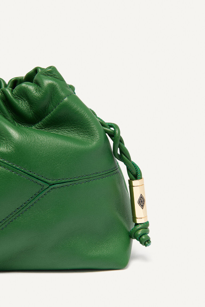 ba&sh leather clutch bag JUNE GREEN