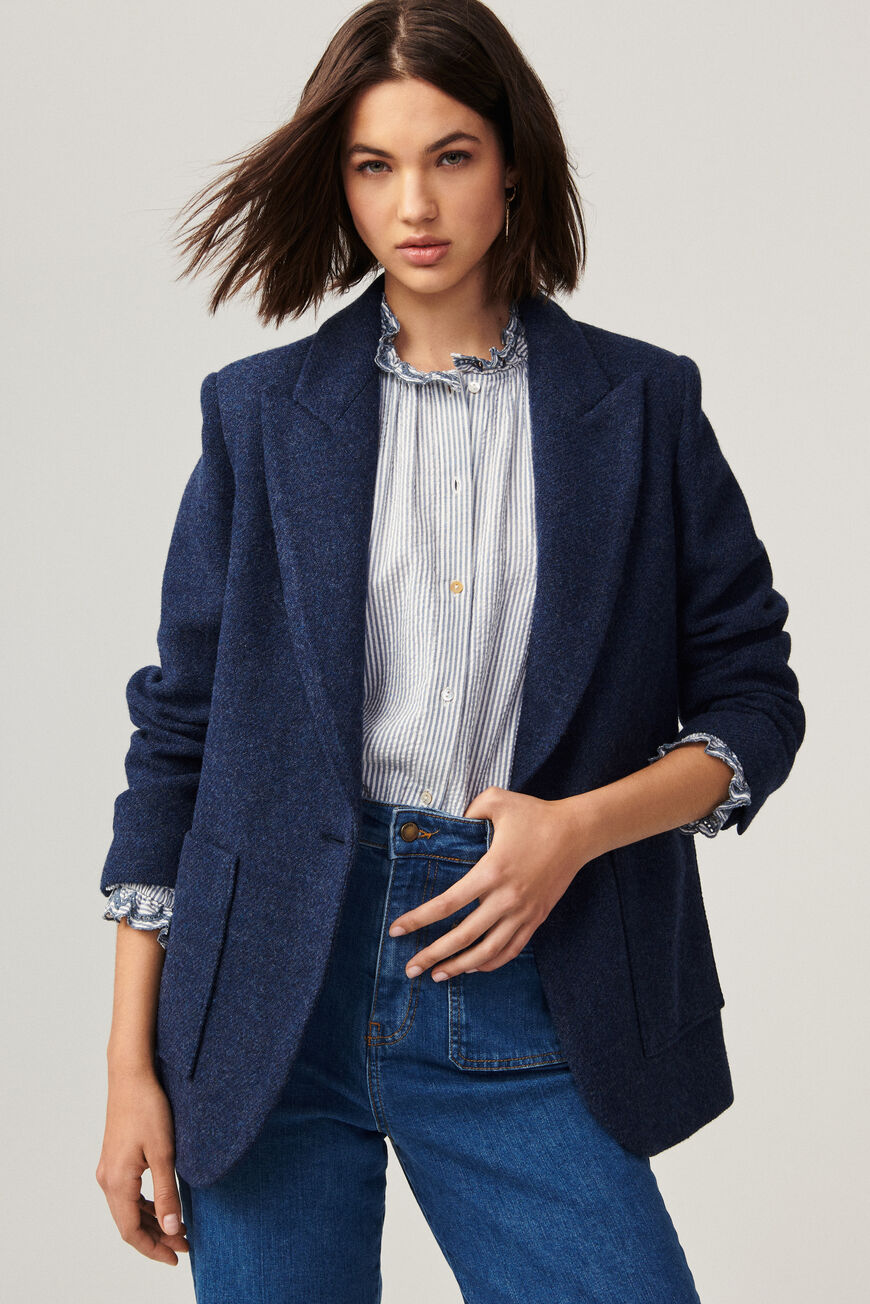 Blazer Femme Léger - Veste Tailleur Ample Classique - Pour Travail, Mariage, Automne - Tissu Coton/lin - Taille S à 5XL