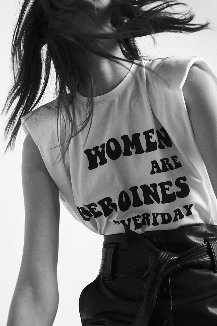 ba&sh t-shirt with message WOMAN WHITE
