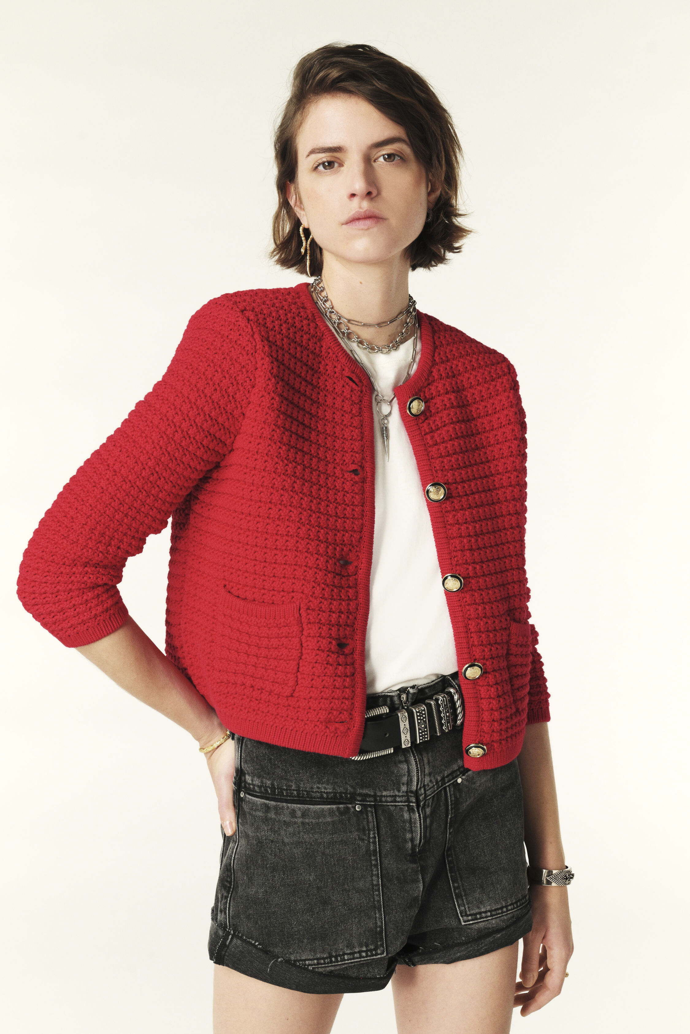 Decorative Knit Cardigan Gaspard Red // ba&sh CA