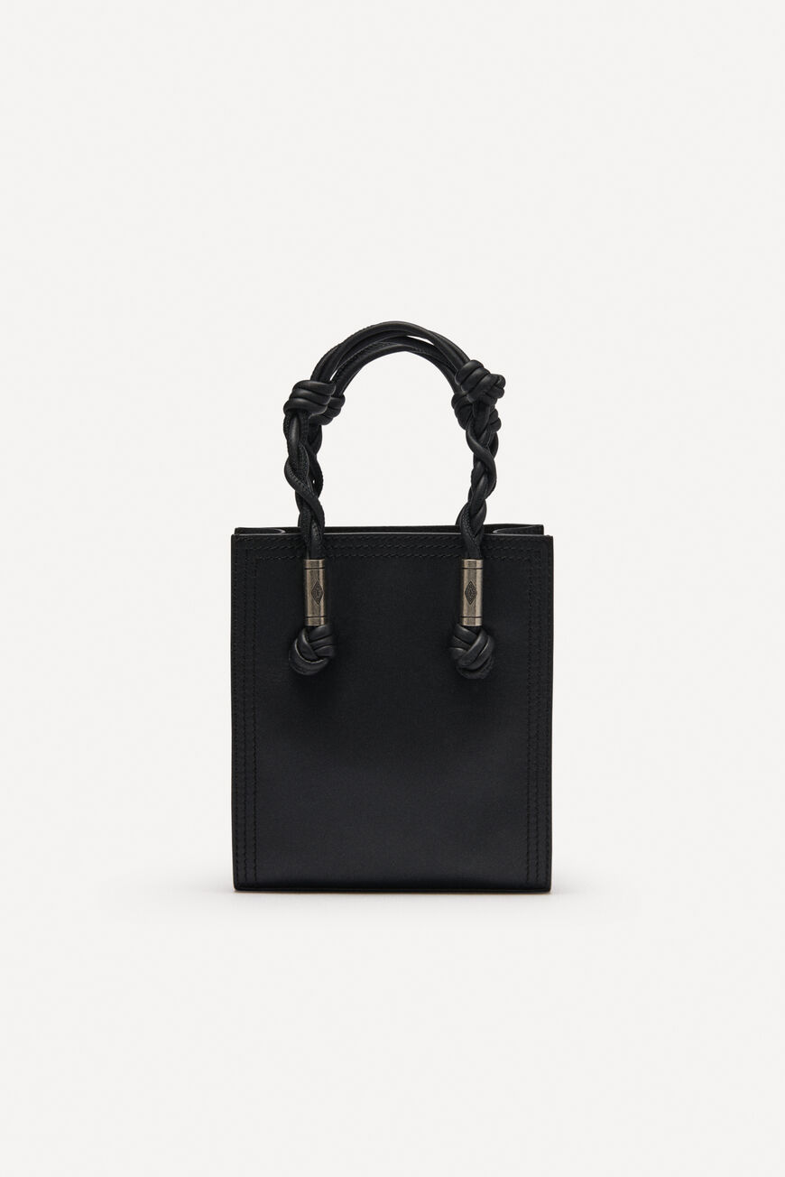 ba&sh mini leather tote bag HAYDEN BLACK