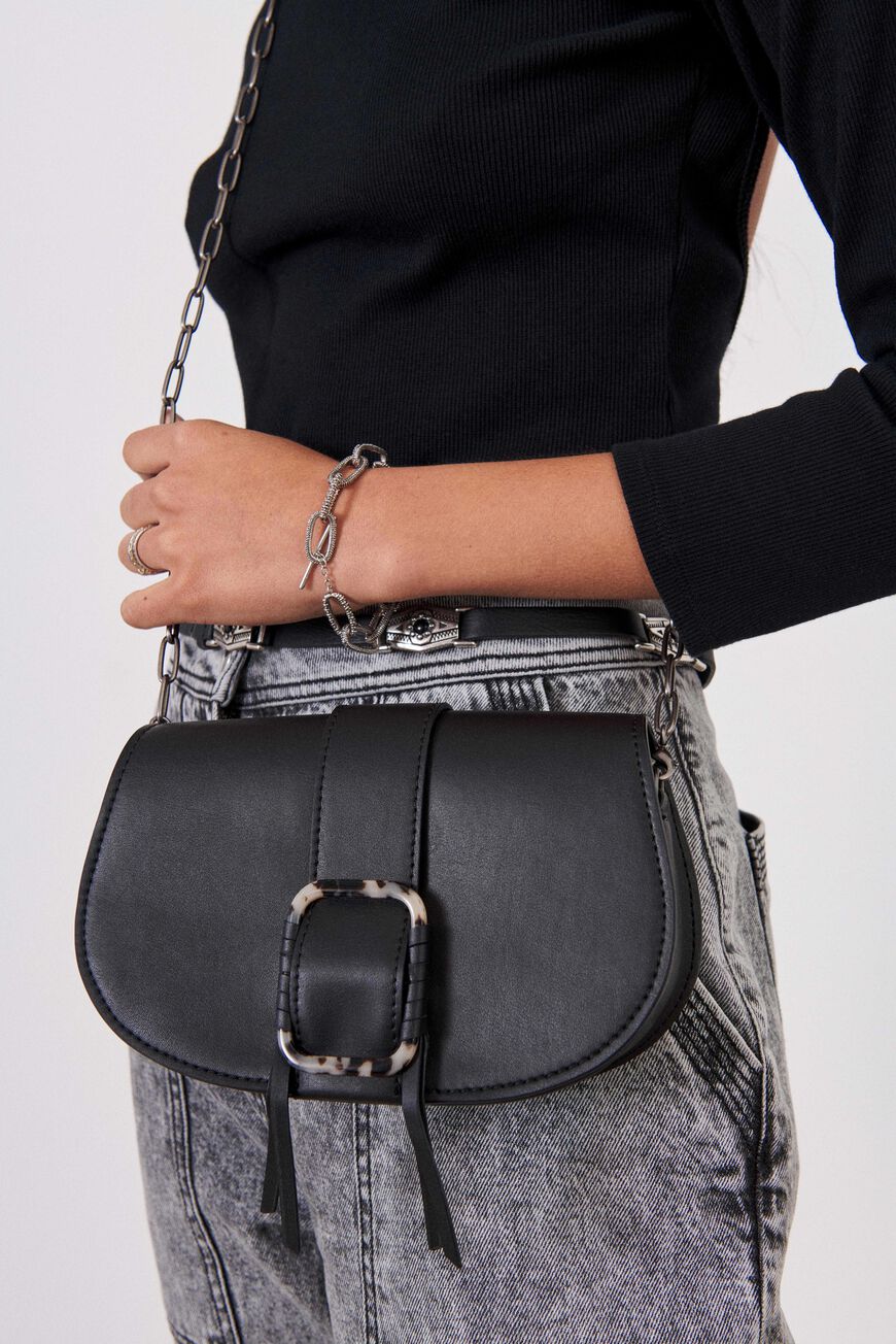 small calfskin leather shoulder bag TEDDY BLACK // ba&sh US
