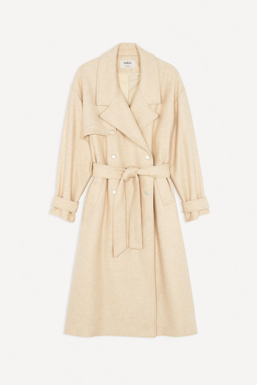 long sleeve belted wool coat LAINY OFF WHITE // ba&sh US