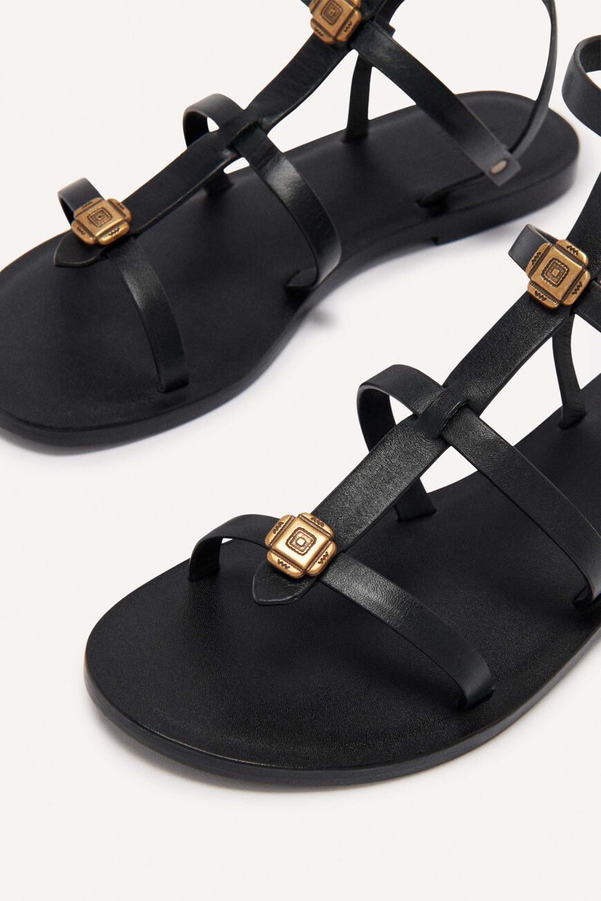 ba&sh leather sandals COLADA BLACK