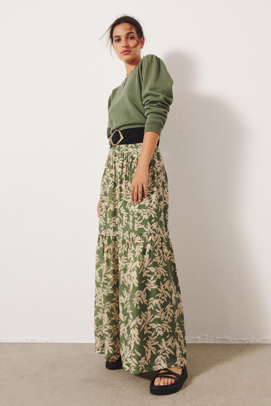 ba&sh printed maxi skirt TALLY GREEN