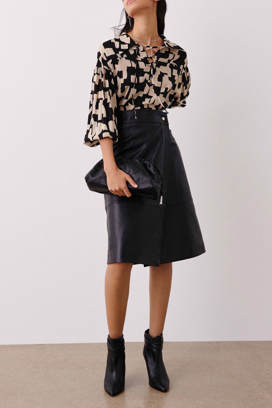 ba&sh leather skirt LILI NOIR