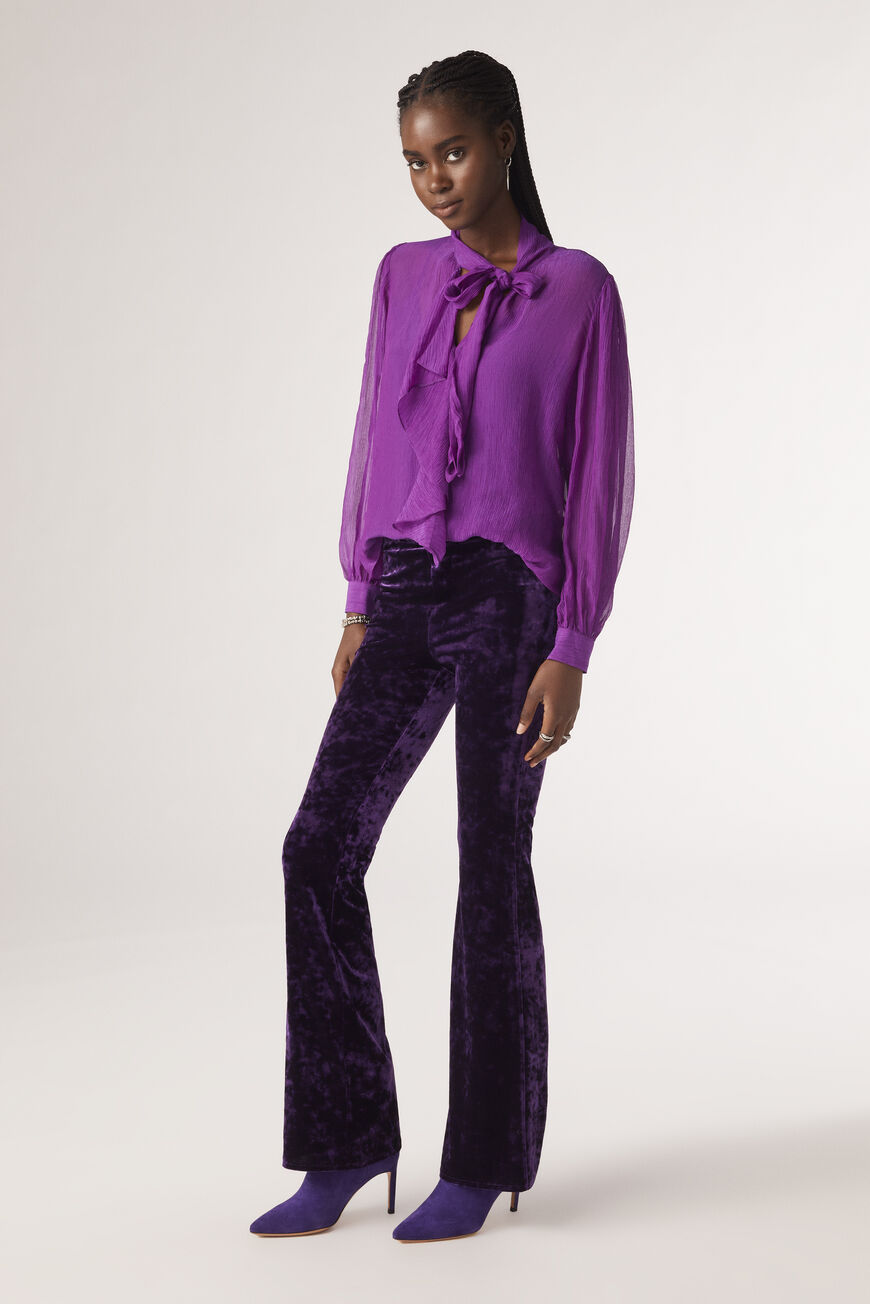 Wide-leg velvet trousers Purple