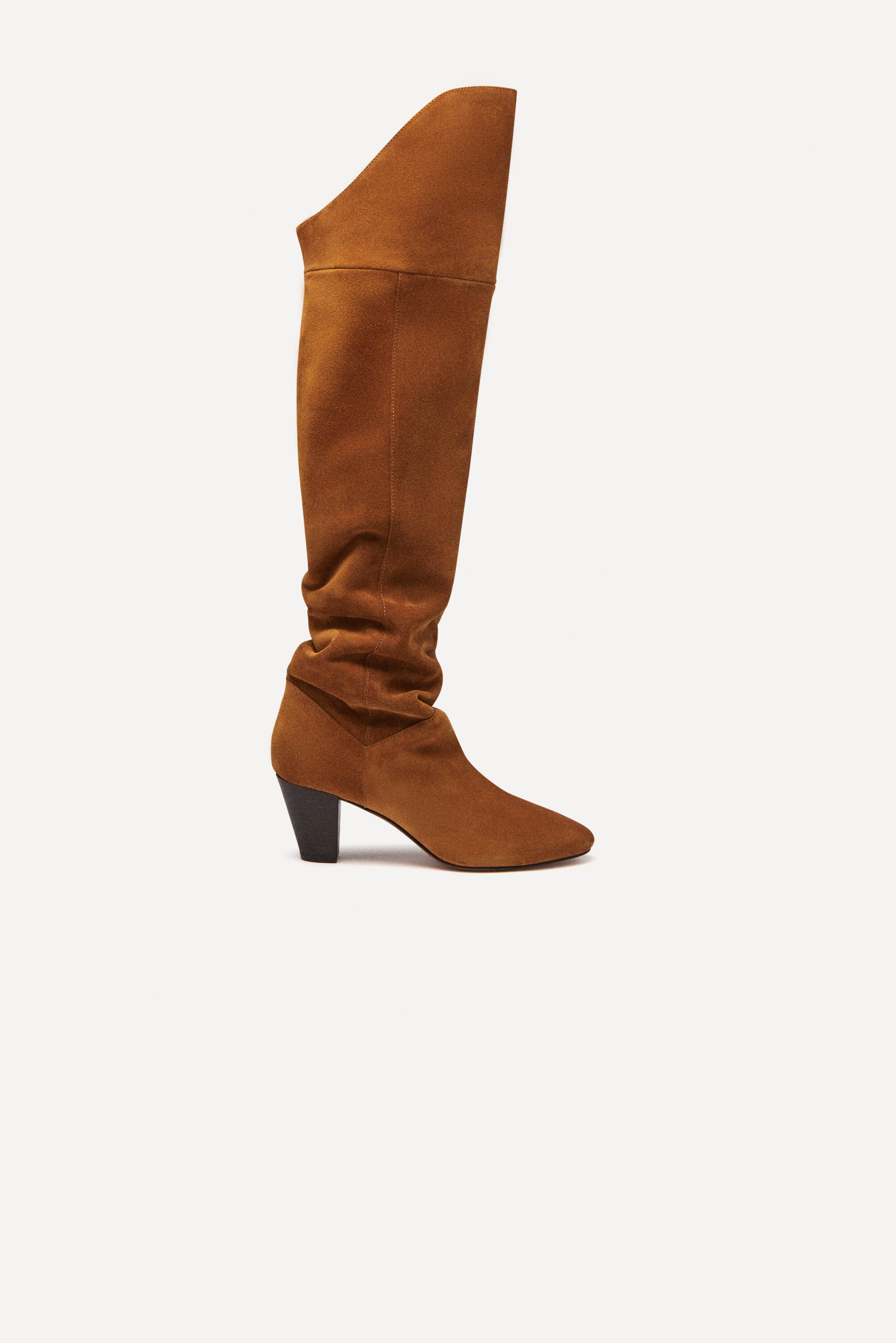 cognac block heel booties