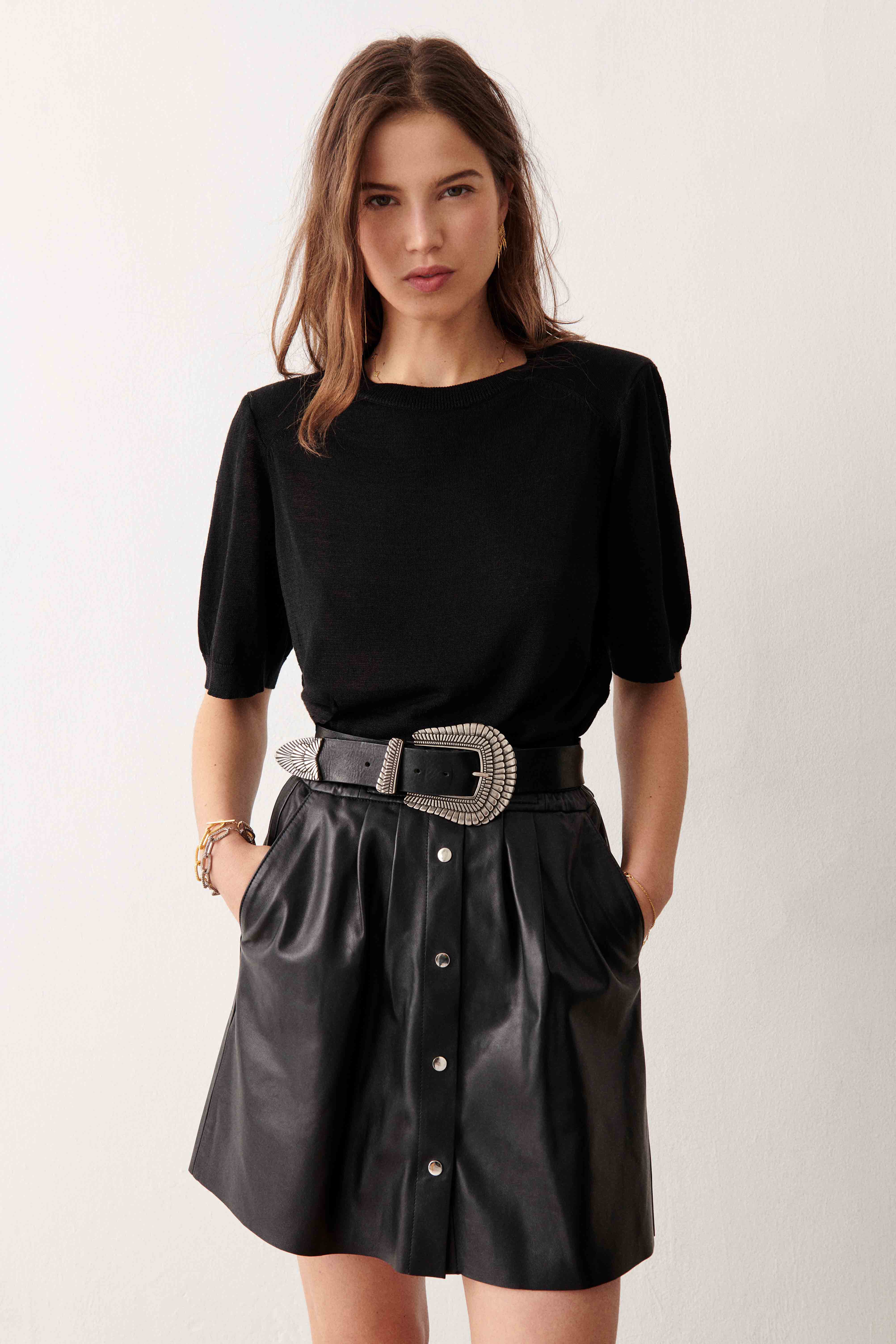 ba&sh leather skirt