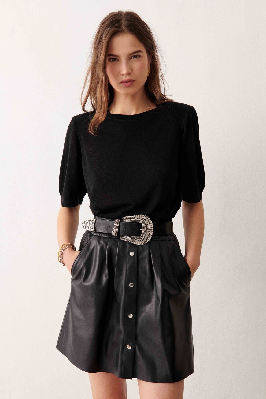 ba&sh short leather skirt PLUME BLACK