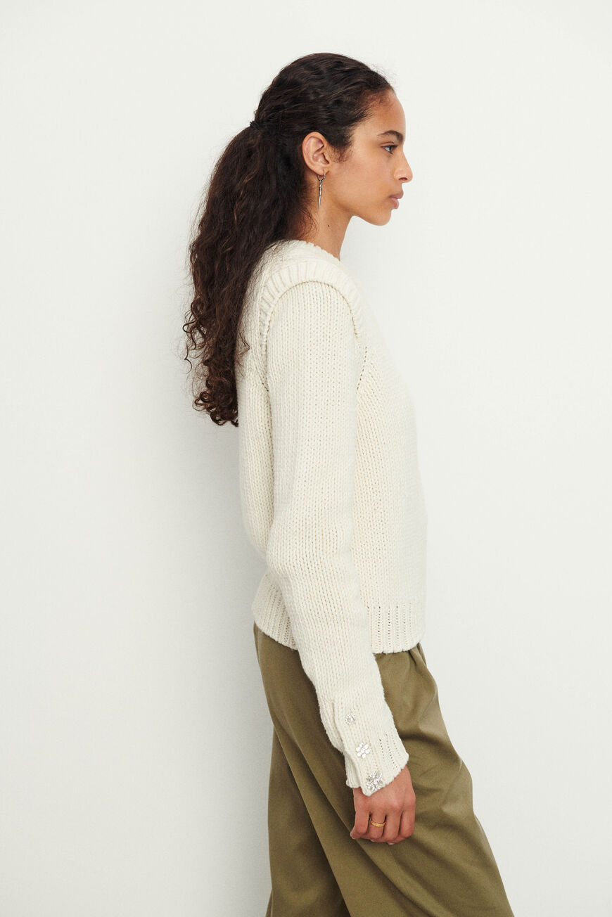 cotton & wool crewneck sweater CHAVI OFF-WHITE // ba&sh US
