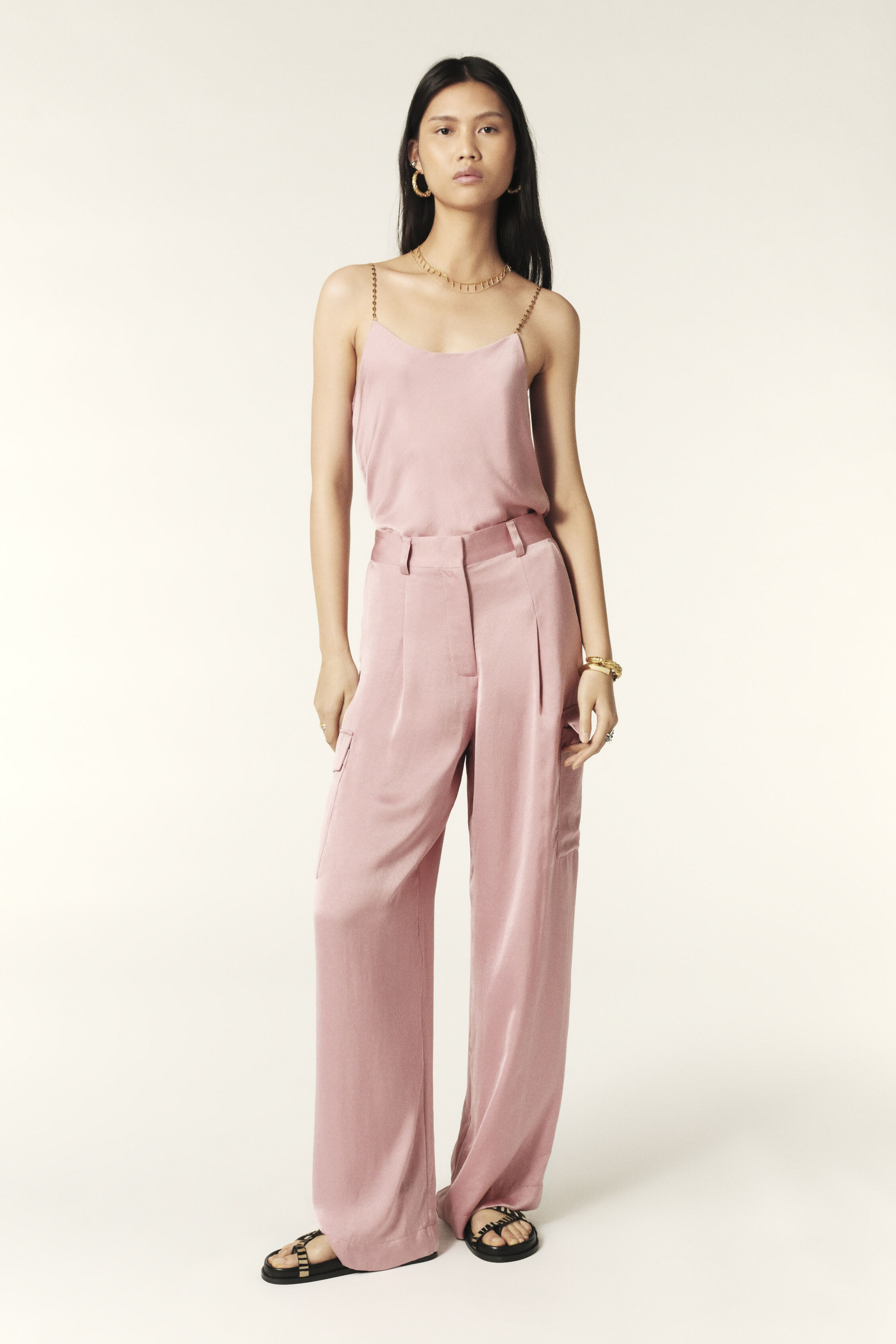 Stine Goya Dusty Pink 'Ciara' Satin Wide Leg Trousers – Bernard Boutique