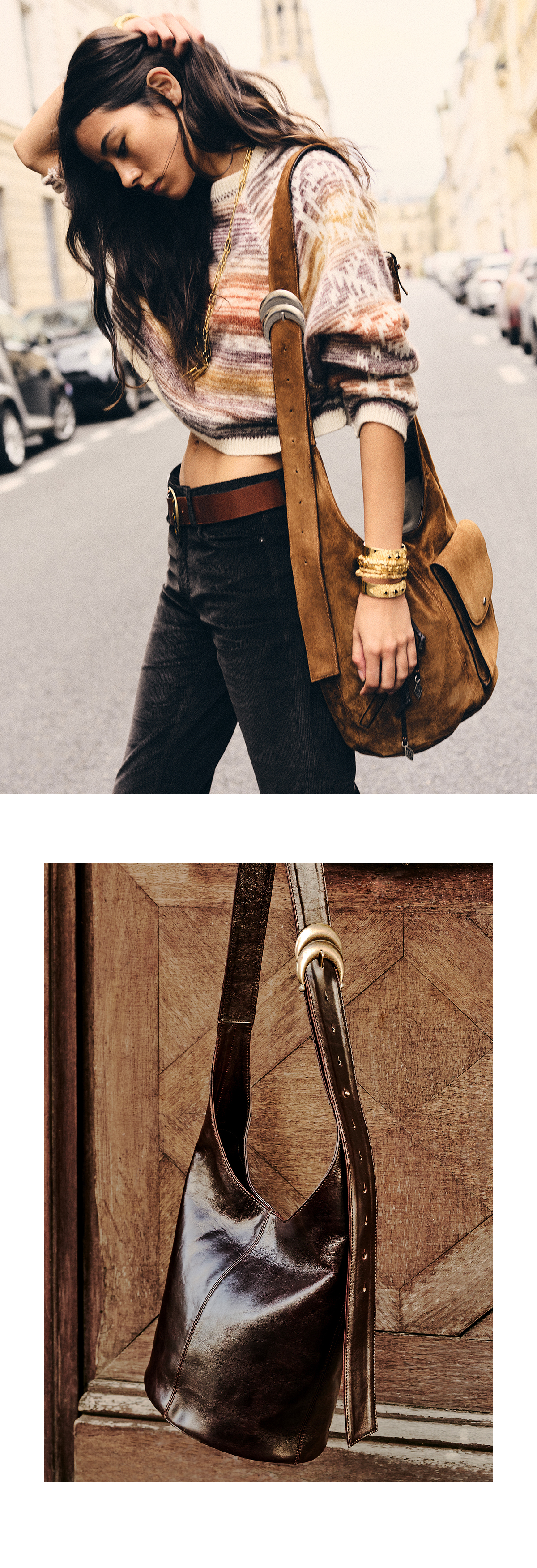 Woman wearing the ba&sh youyou carryall bag
