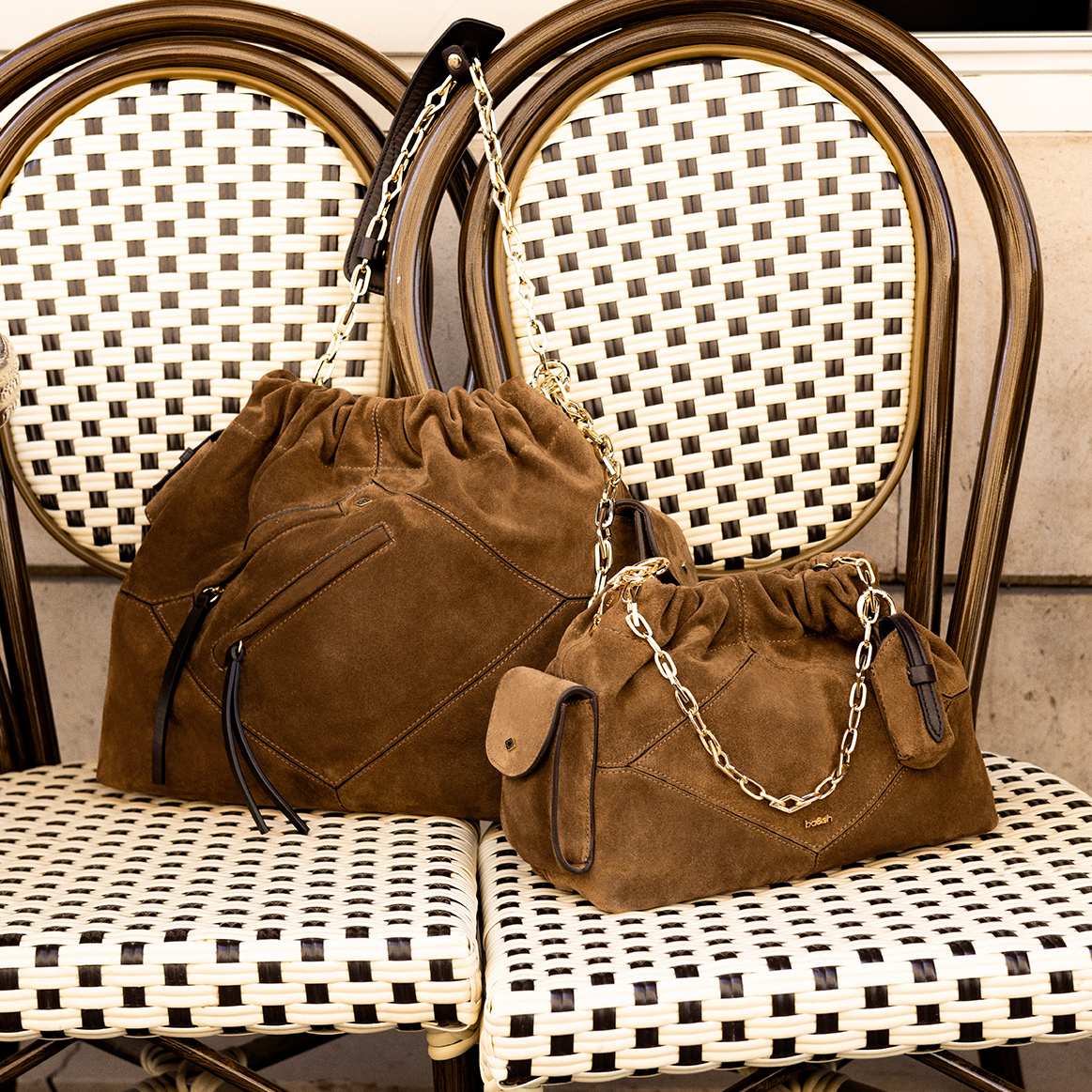 one small and one large brown June Multipocket bag