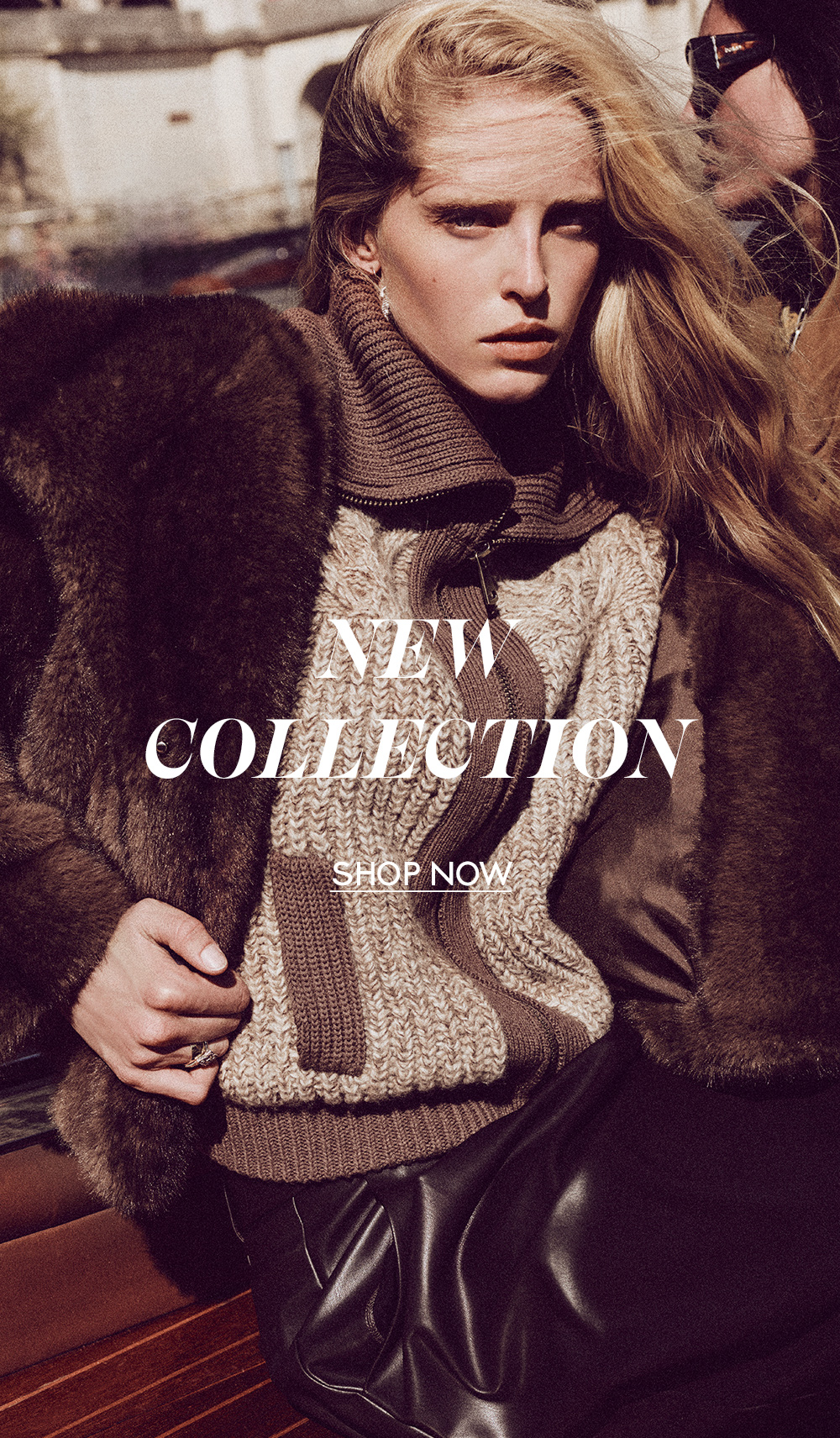 Abby Champion wearing a knitted brown ba&sh jumper