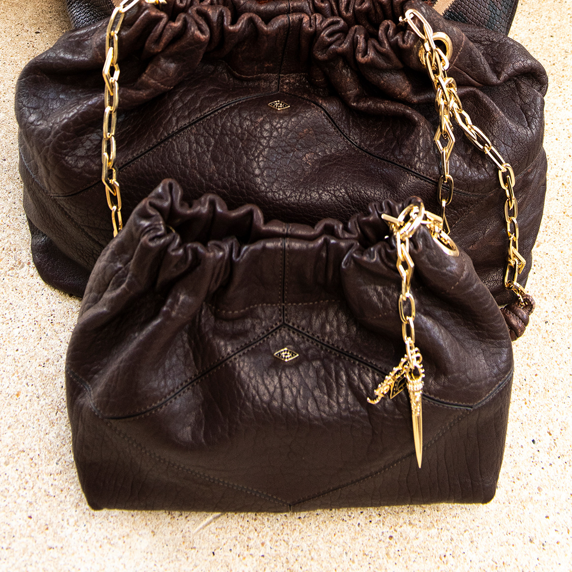 one small and one large brown June Bubble bag