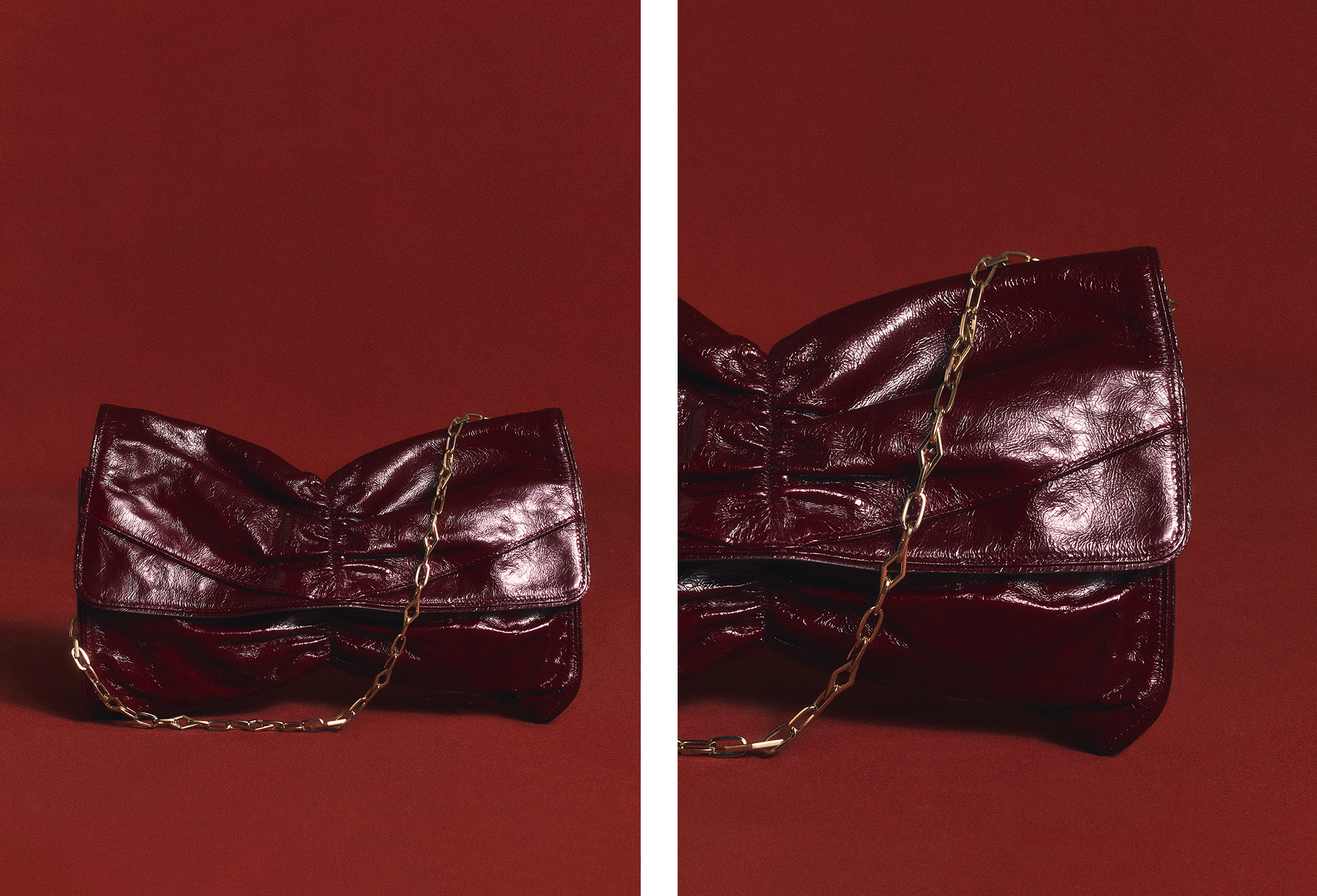 ba&sh burgundy bag in a bow shape