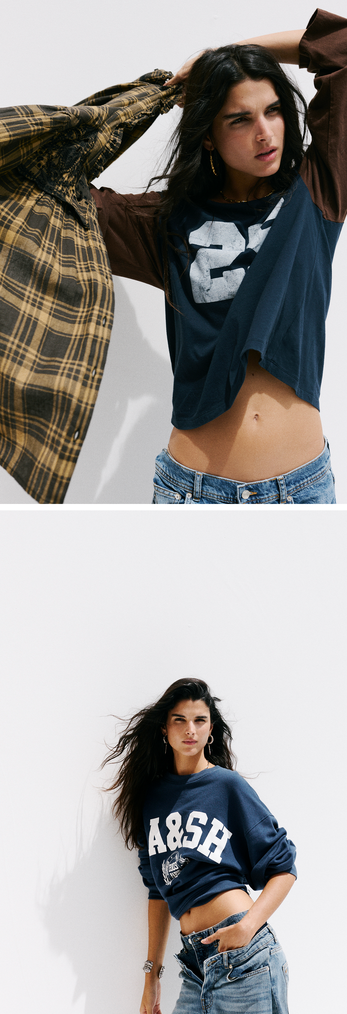 the model wearing a skirt