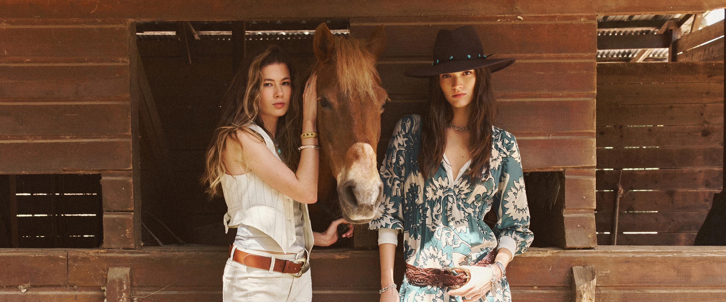 ba&sh new collection, The new western, western inspired looks, long printed dresses, denim, leather boots