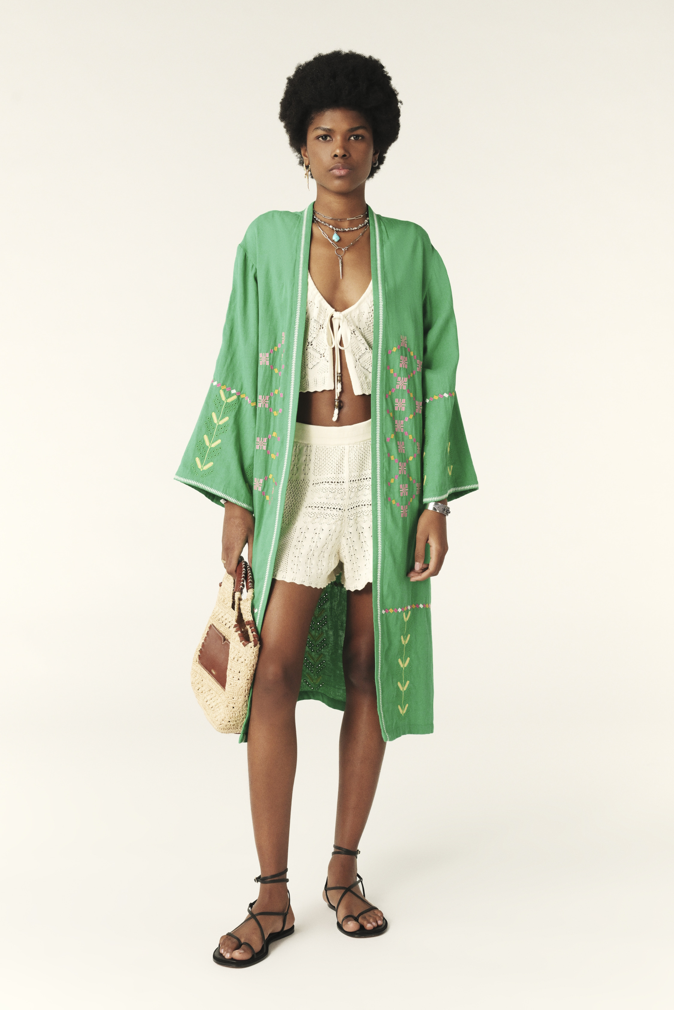Matin Kim クロップドジャケット オリーブグリーン Long-Sleeved Kimono Kimo Green // ba&sh