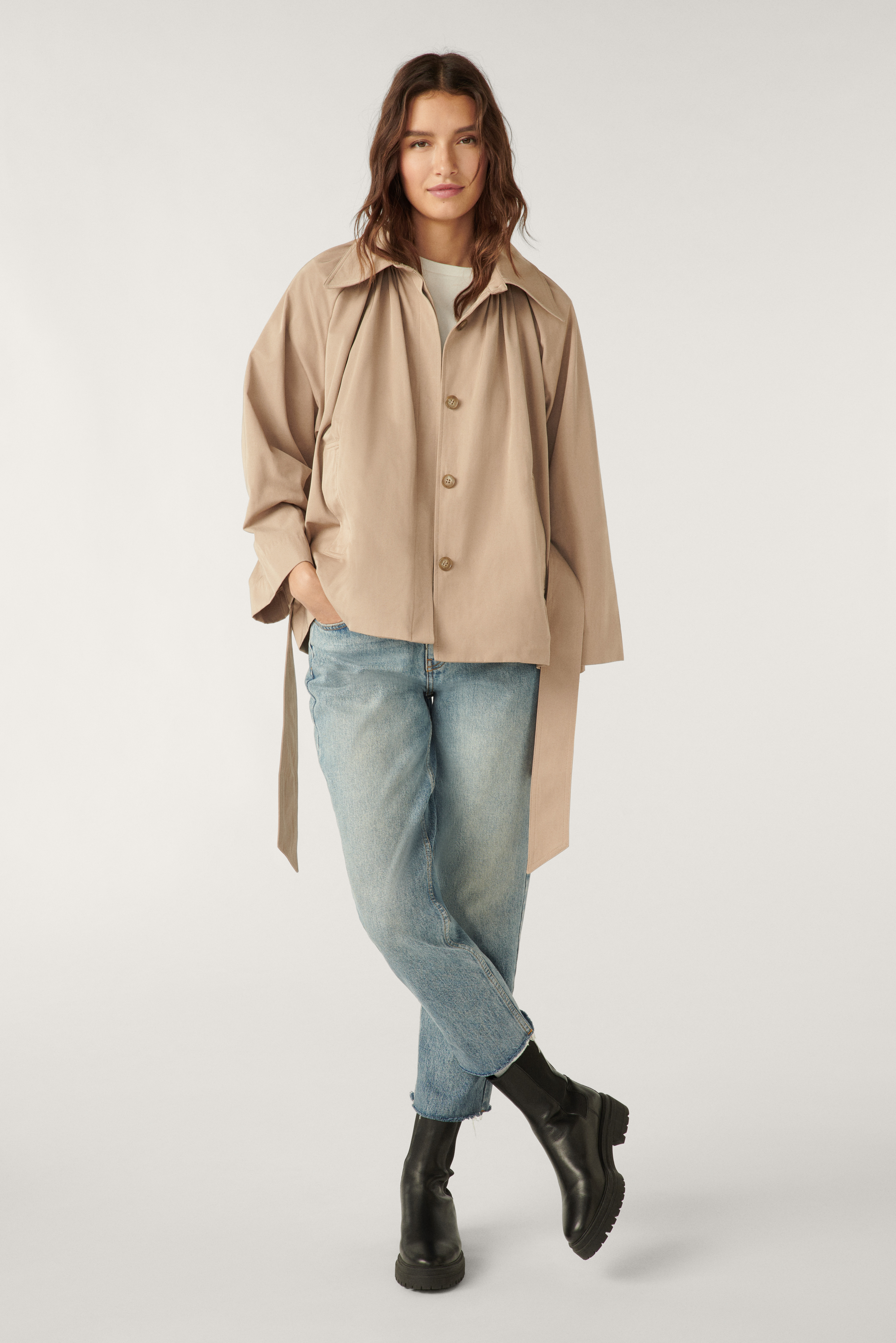 Beige Kaan hooded cotton-blend trench coat, ba&sh