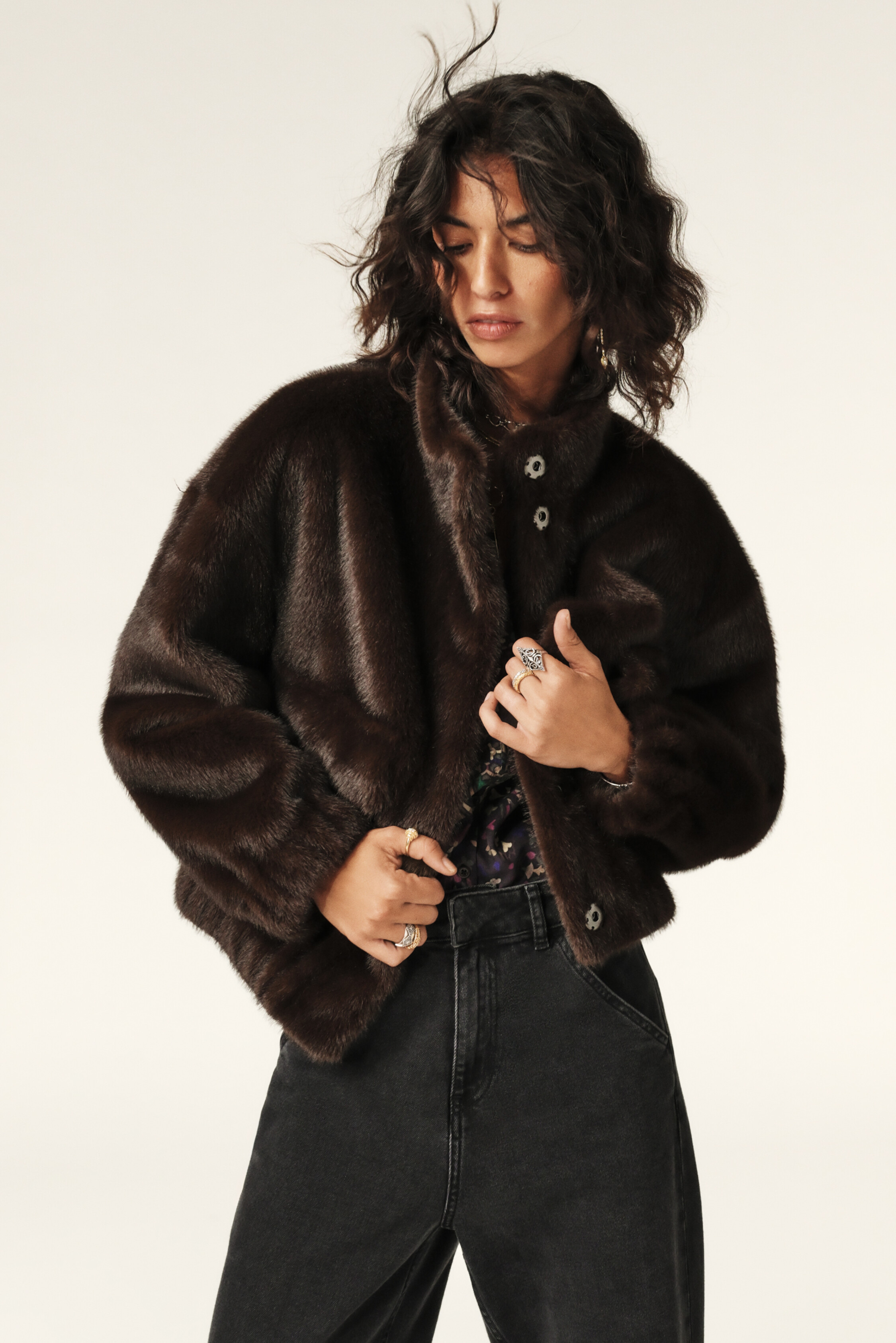 Short Loose-Fitting Jacket Paros Brown // ba&sh US